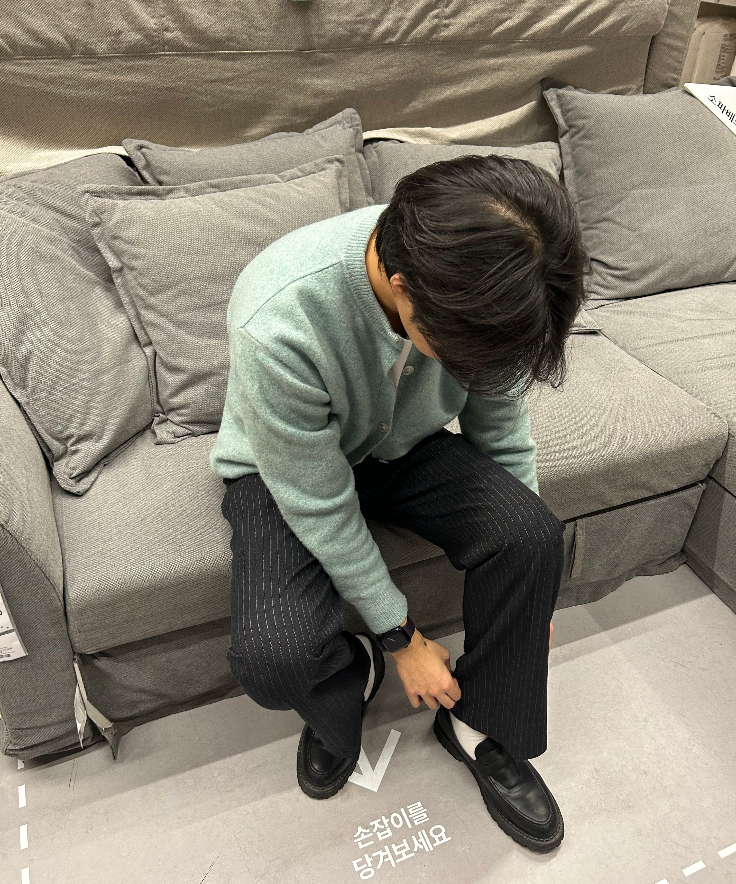 MUSINSA | SIGNATURE Wool Like No-Tuck Wide Fit Slacks [Navy