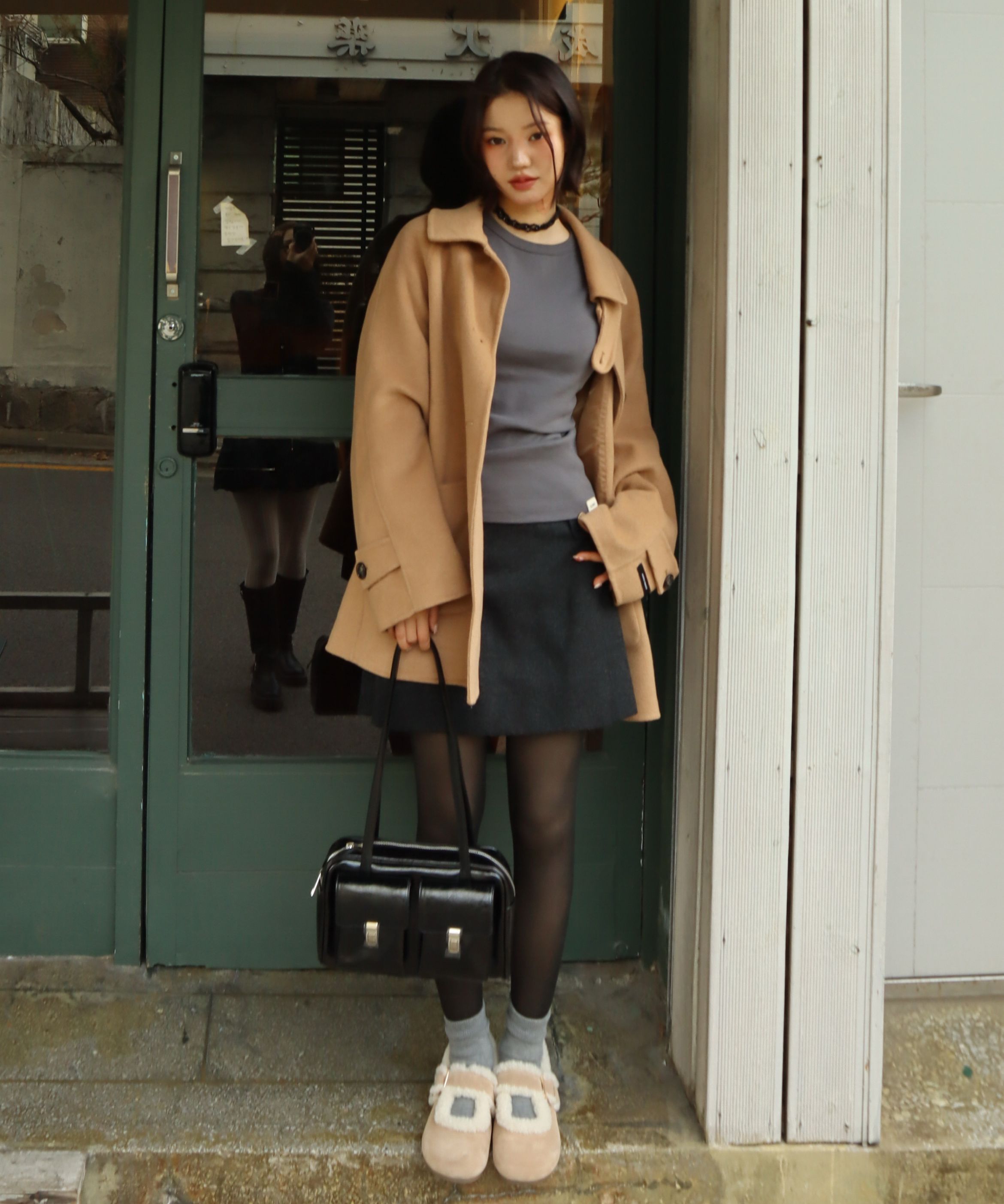 MUSINSA | ZERO STREET Handmade A-line Wool Half Coat / Black