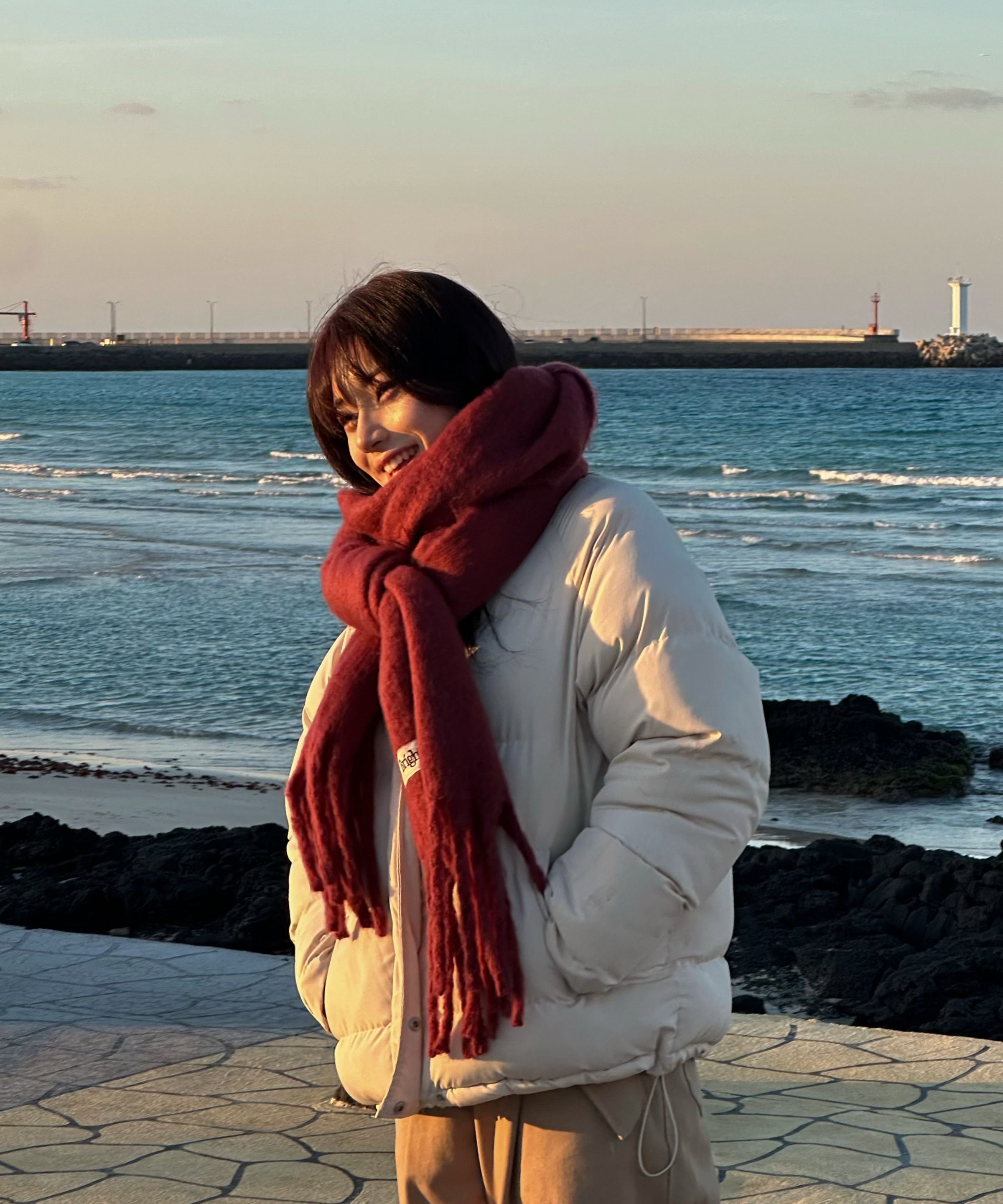 MUSINSA公式 | BRIGHTEN Big check blue muffler