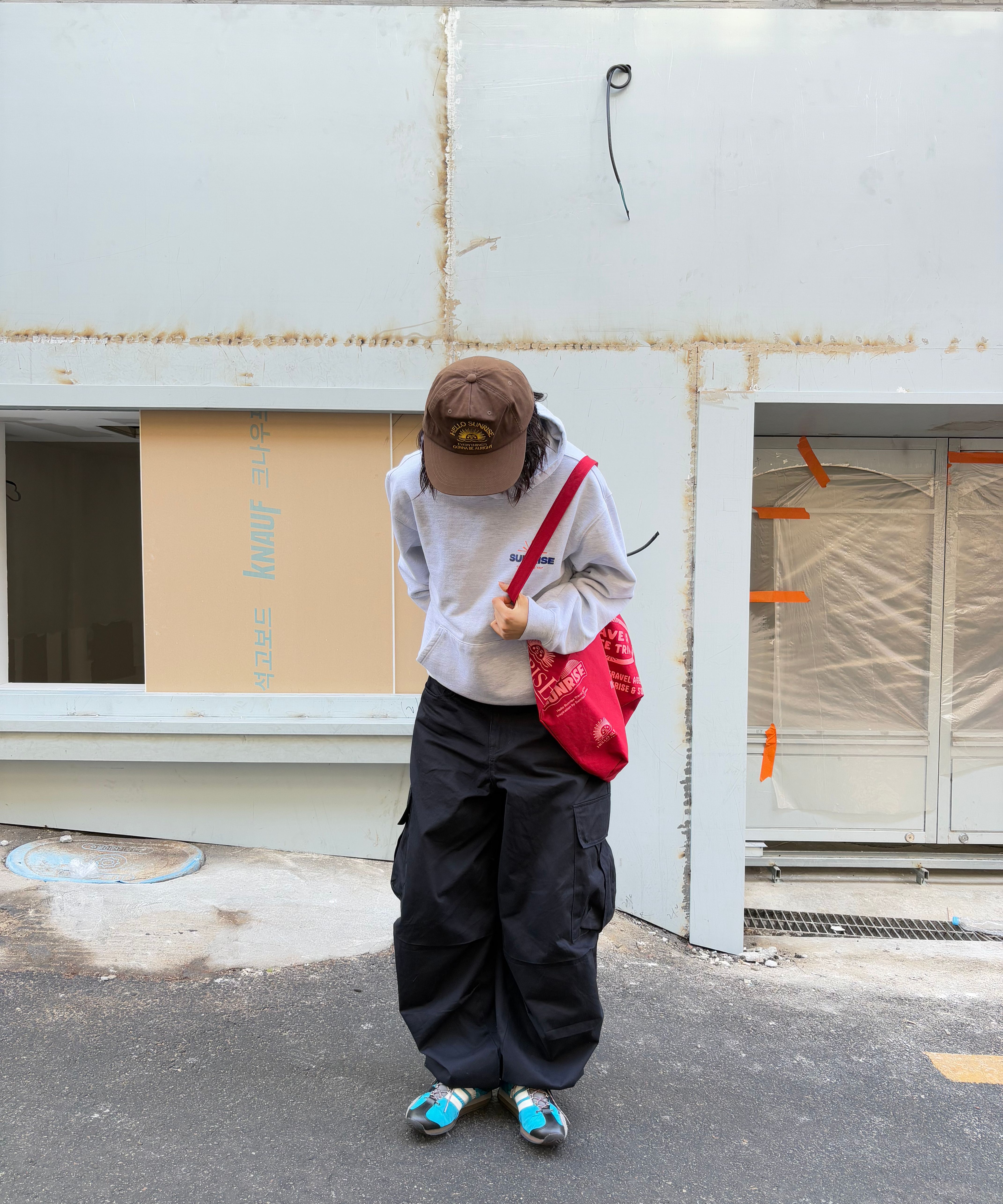 MUSINSA公式 | HELLO SUNRISE HS Graphic Cotton Bag_Red
