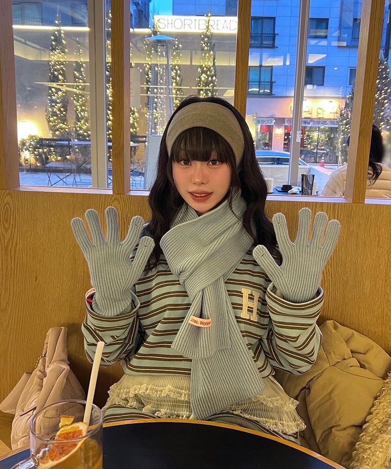★AMES-WORLDWIDE★KNIT GLOVES & MUFFLER SET BLACK★正規品 MUSINSA公式 | AMES-WORLDWIDE KNIT GLOVES & MUFFLER SET BLACK