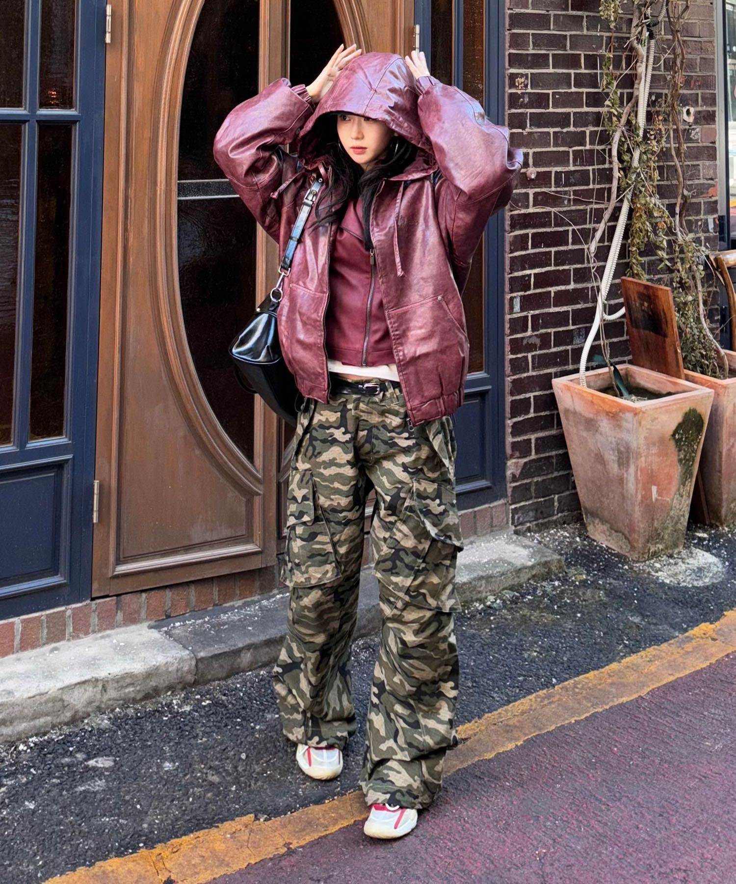 まぁ.♡さん専用★新品未使用★Faux leather crop jacket Faux Leather Cropped Motorcycle Jacket, Lace-Up, Edgy