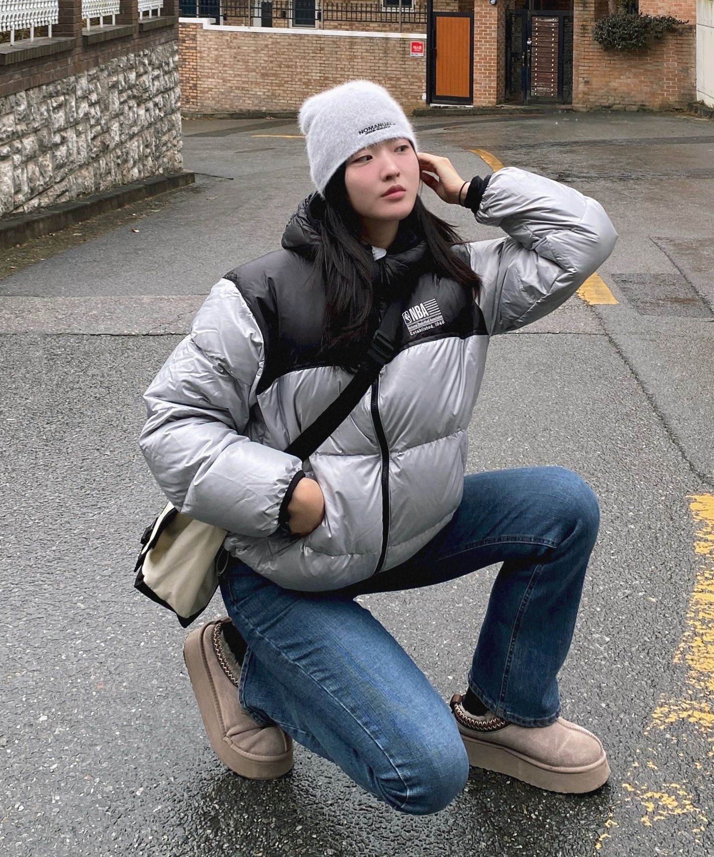 MUSINSA | GENERAL IDEA Signature V-neck Angora Cardigan [BLACK