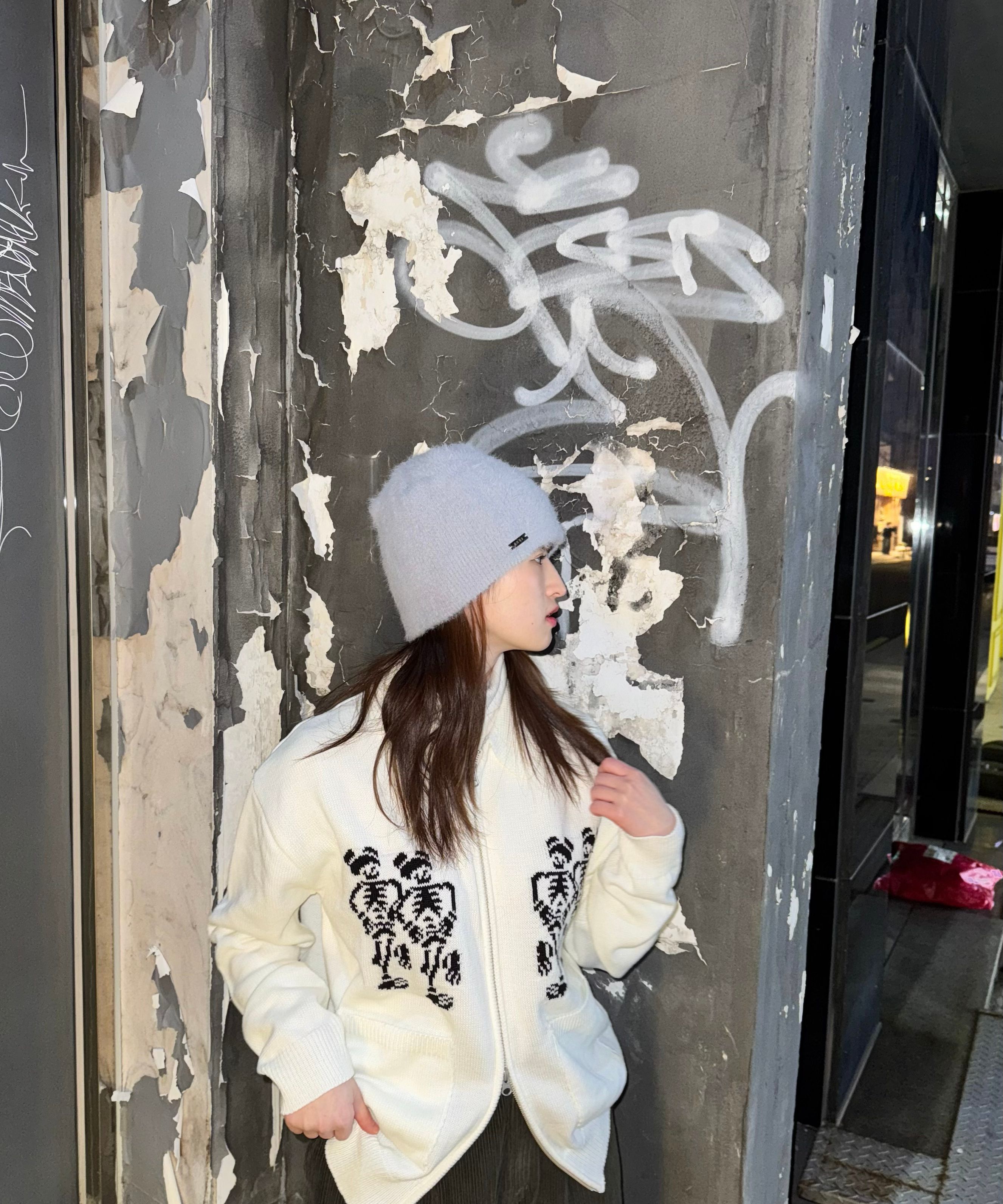 ★Nice Ghost Club★DANCING SKELETONS ZIP POLO KNIT DANCING SKELETONS ZIP POLO KNIT – ALAND USA