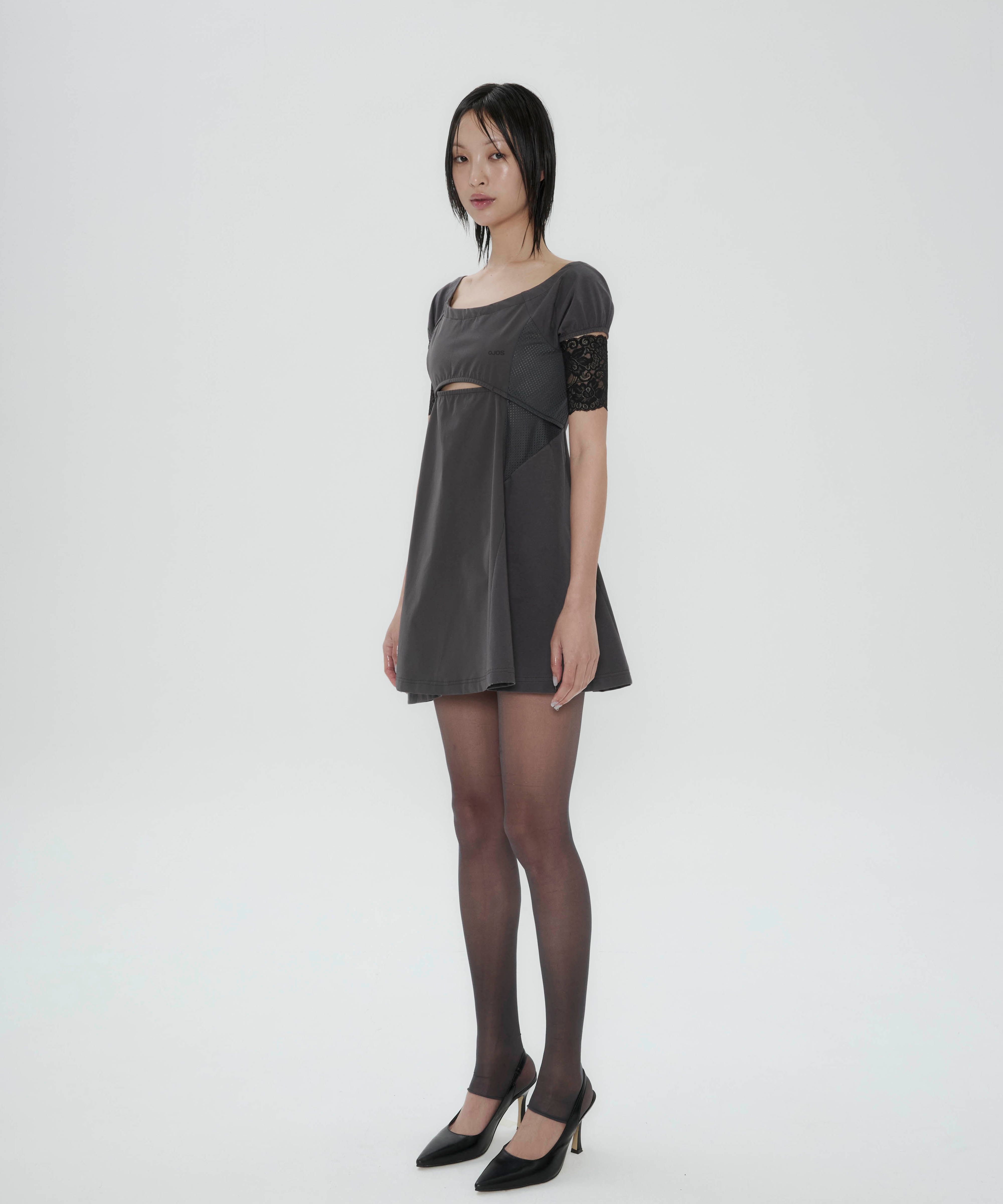 [ojos] Capsleeve Slit Mini Dress ☆送料込☆ OJOS Capsleeve Slit Mini Dress – DALAC SEOUL