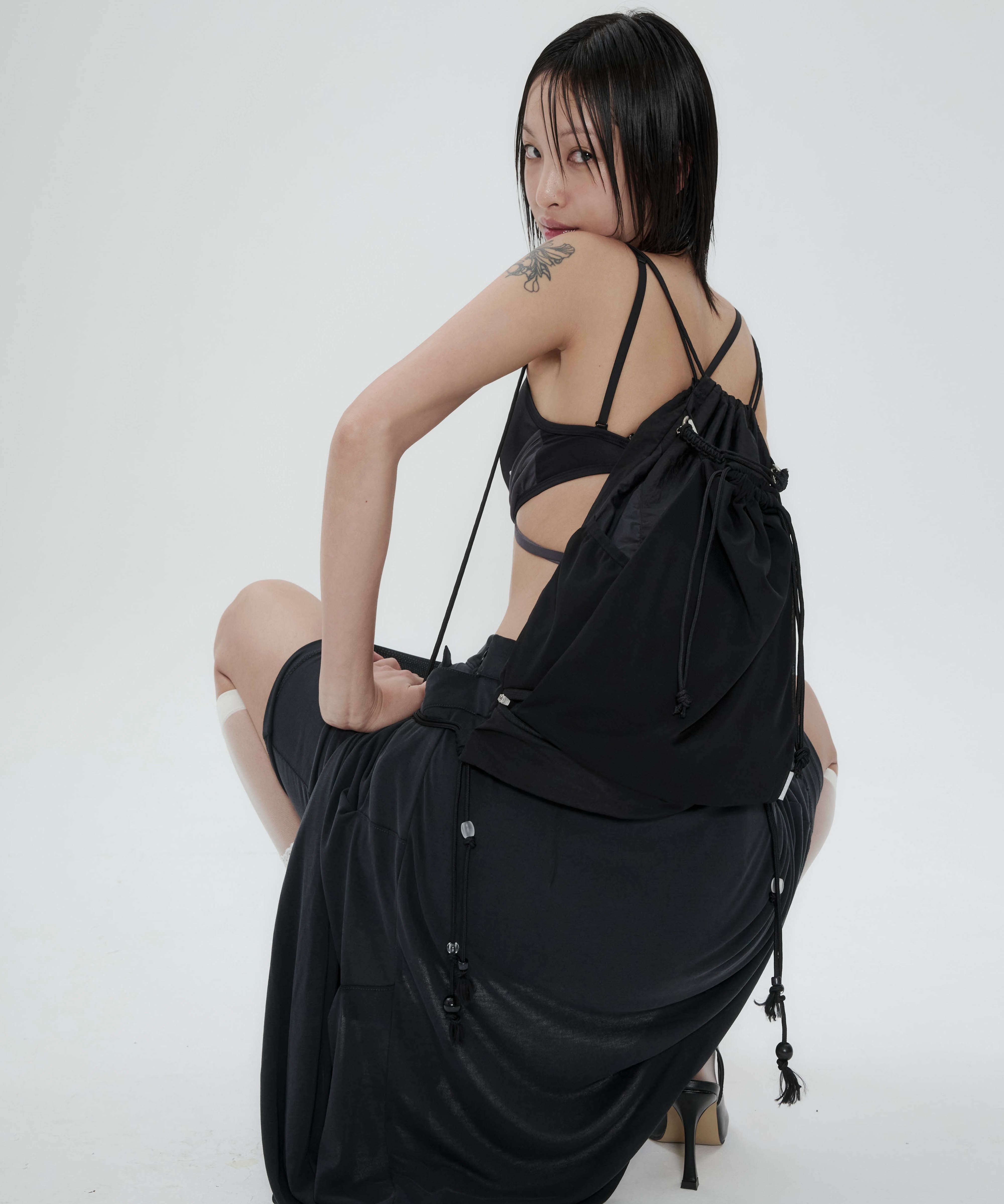 ◆ojos◆ Jersey Drape Wrap Skirt Beige 24HS-SK02-BG OJOS Jersey Drape Wrap Skirt – DALAC SEOUL
