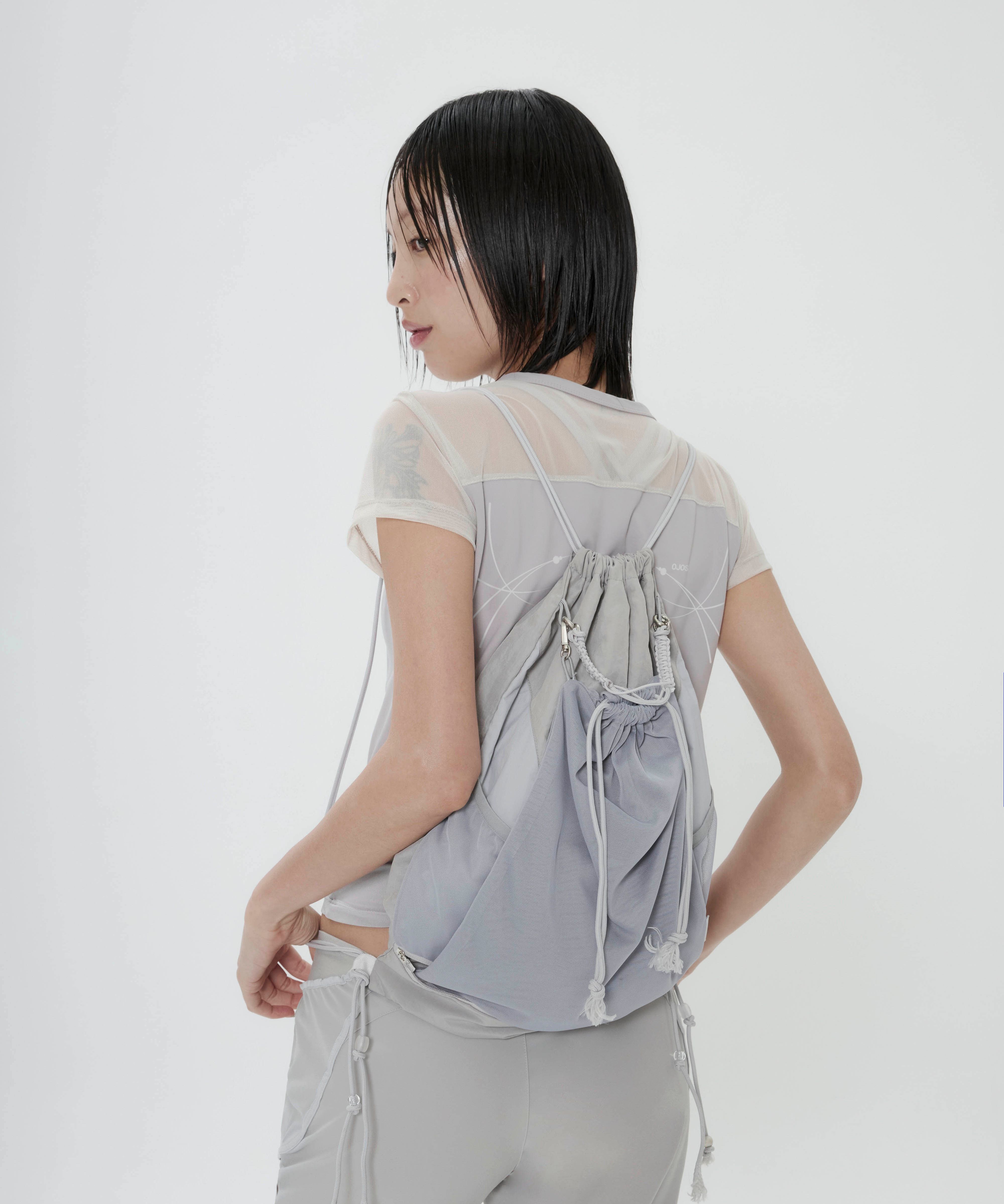 MUSINSA | OJOS Sheer Shoecase Mesh Gymsack / Black