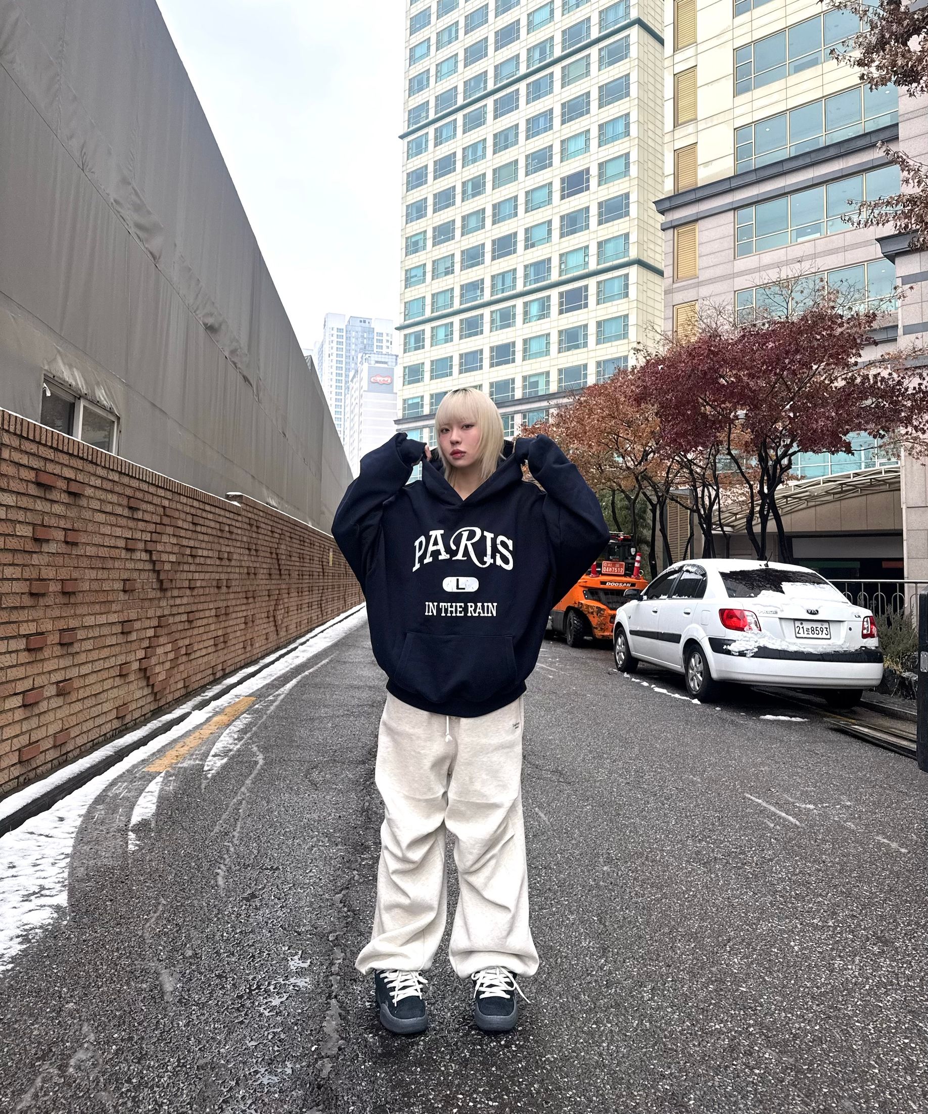 MUSINSA公式 | DNSR Oversized Paris Hoodie Navy