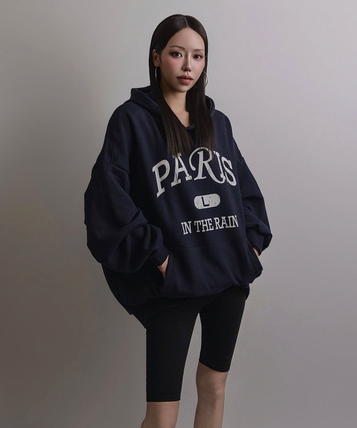★DNSR★ Oversized Paris hoodie navy MUSINSA公式 | DNSR Oversized Paris Hoodie Navy