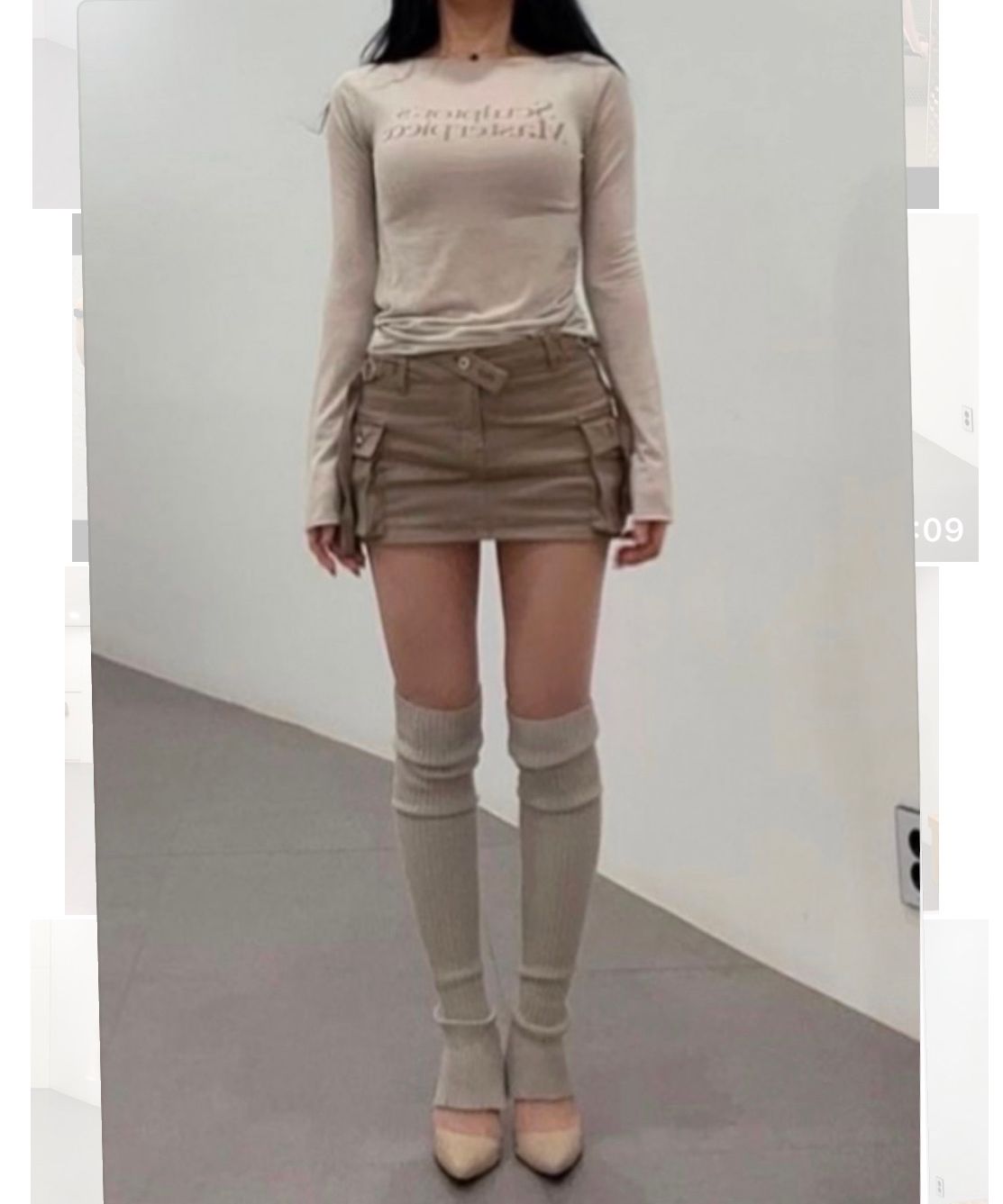 MUSINSA | PAINORPLEASURE NIX MINI SKIRT khaki