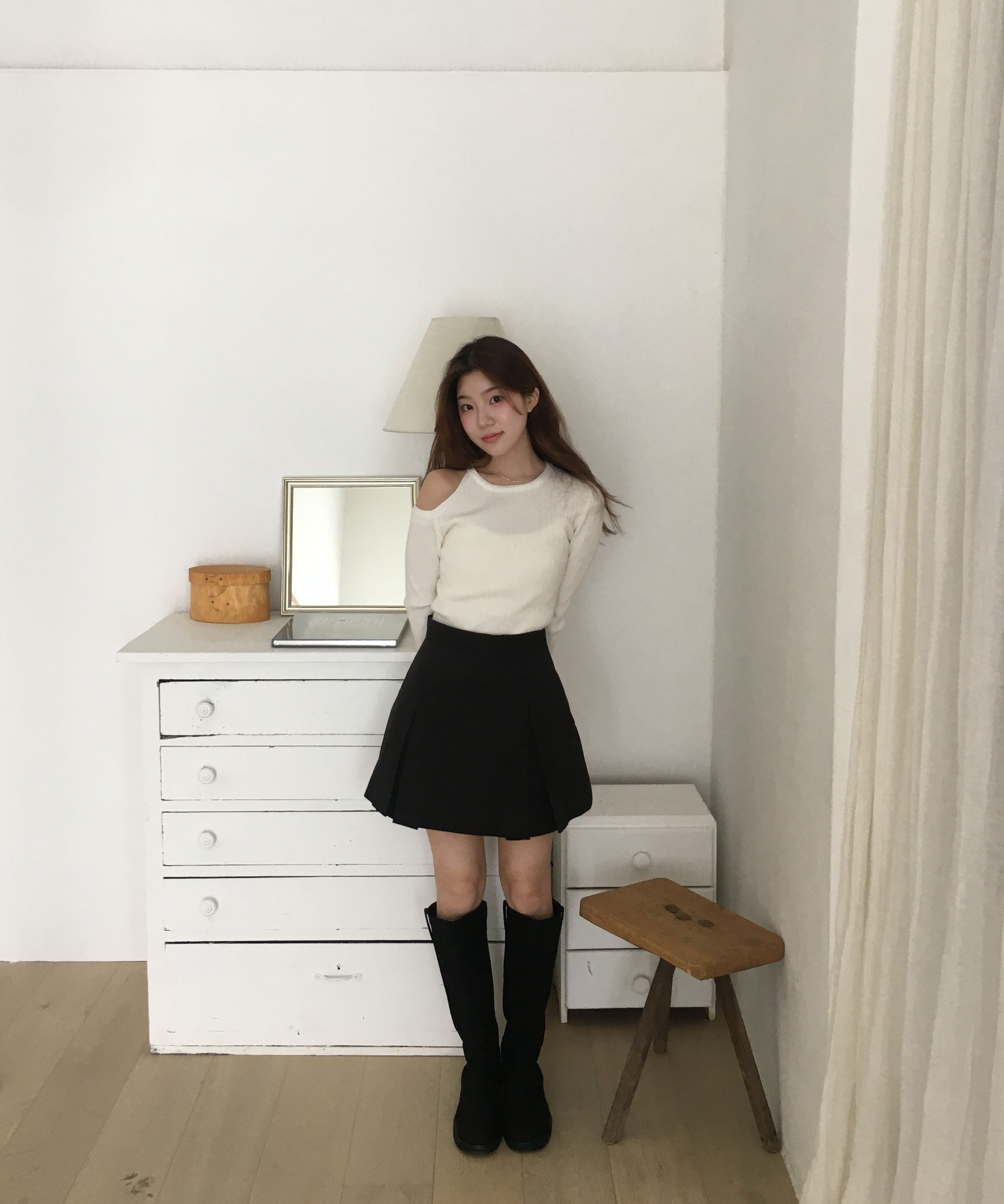 MUSINSA公式 | RE L Lead mini skirt (black)