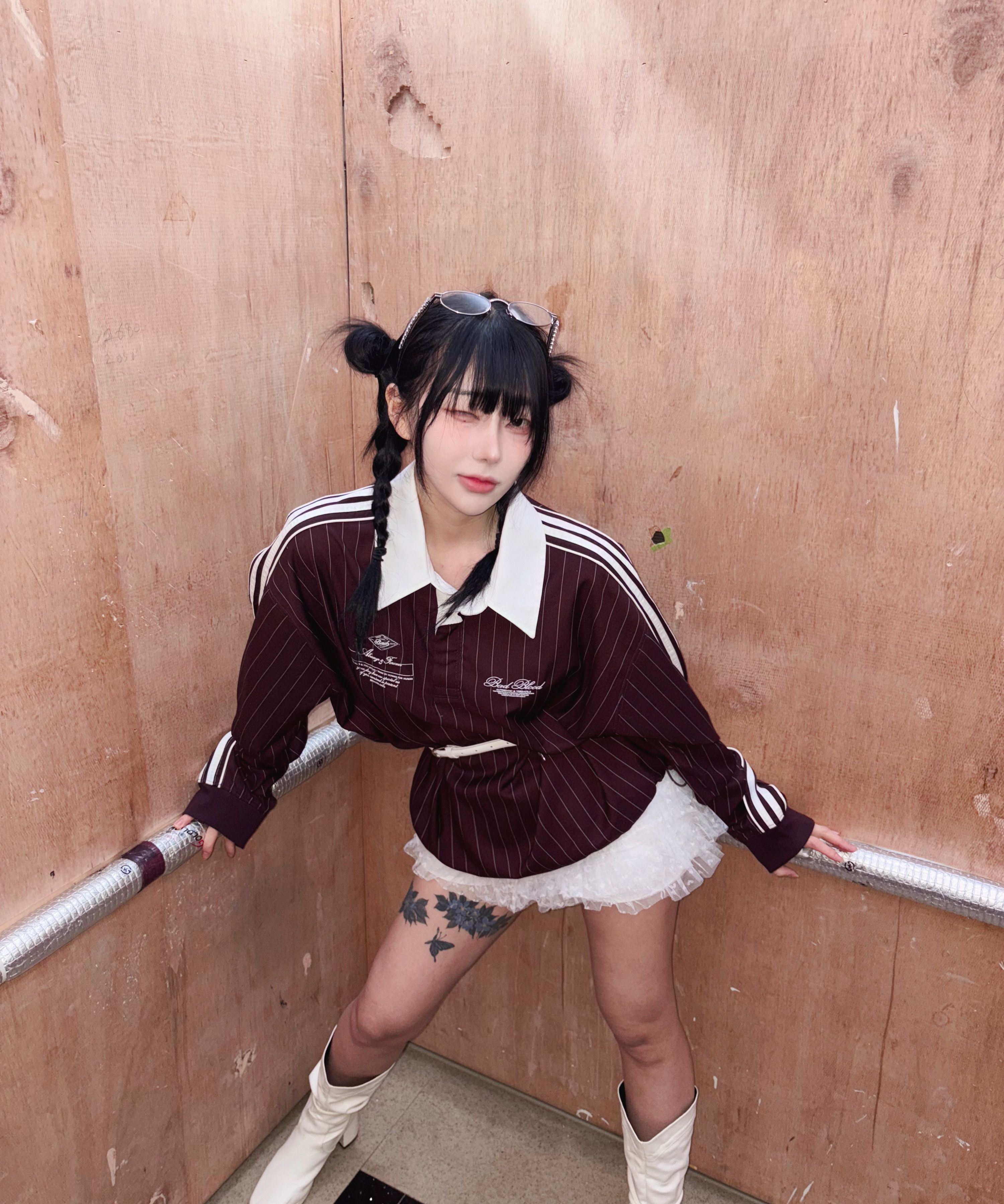 MUSINSA公式 | BADBLOOD Classic Logo Stripe Rugby Shirt