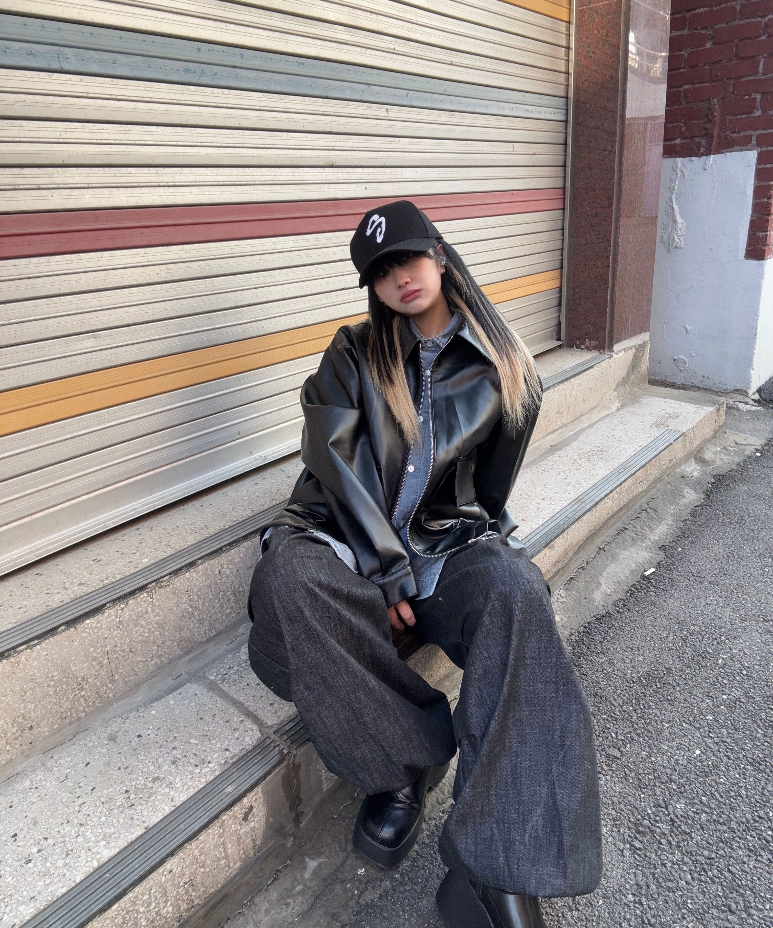 【PARTIMENTO】関税込★Oversize Stone Washing Denim Shirts PARTIMENTO】関税込☆Oversize Stone Washing Denim Shirts