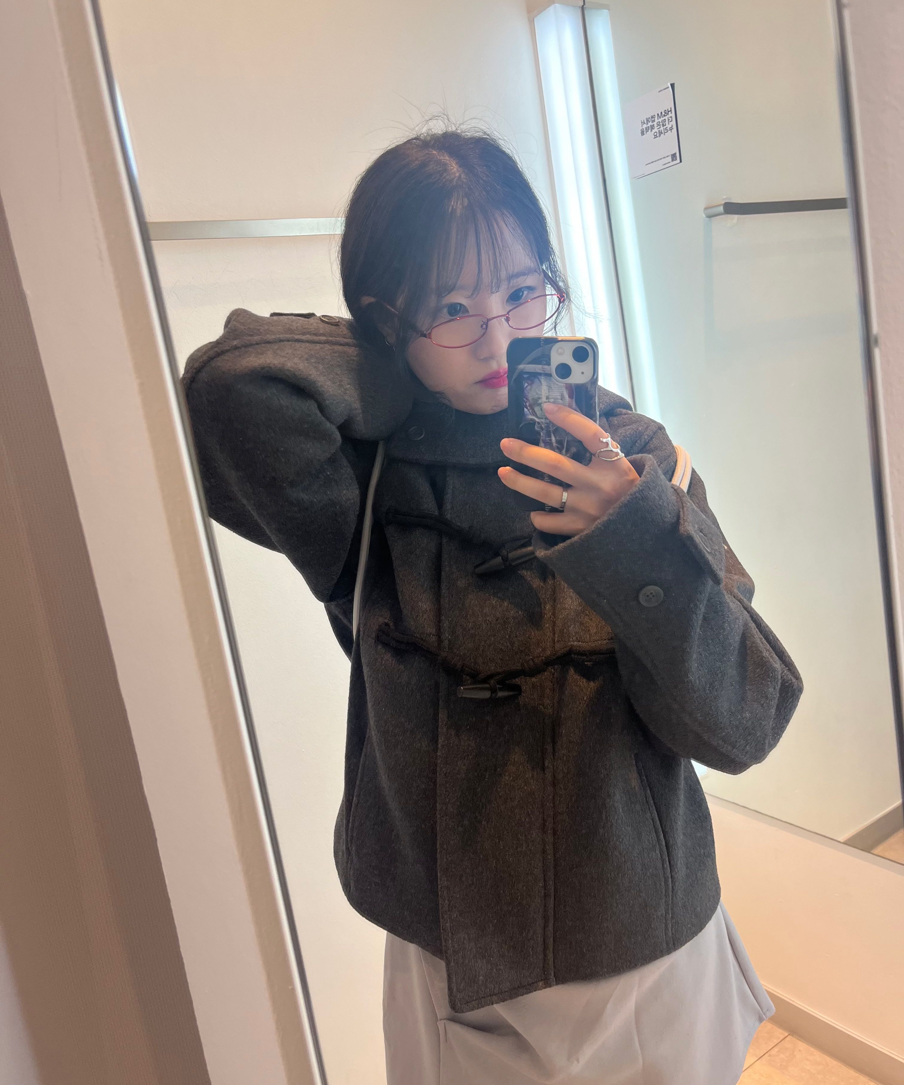 MUSINSA公式 | MISEKI SEOUL Duffle hoodie short coat CHARCOAL