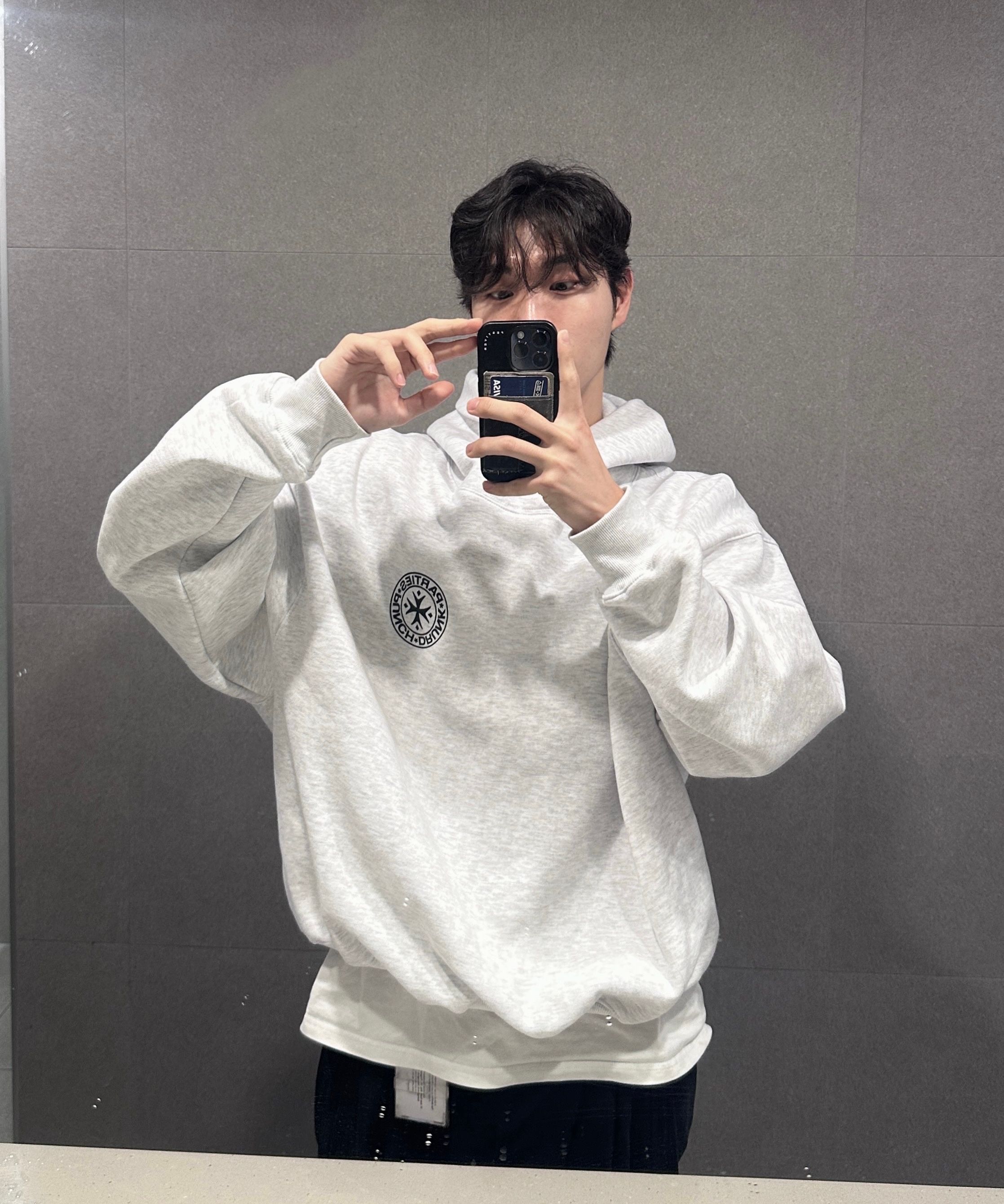 [Punch Drunk Parties] Oversized Logo Hoodie Gray★韓国大人気 MUSINSA | PUNCH DRUNK PARTIES Circle Logo Oversized Hoodie
