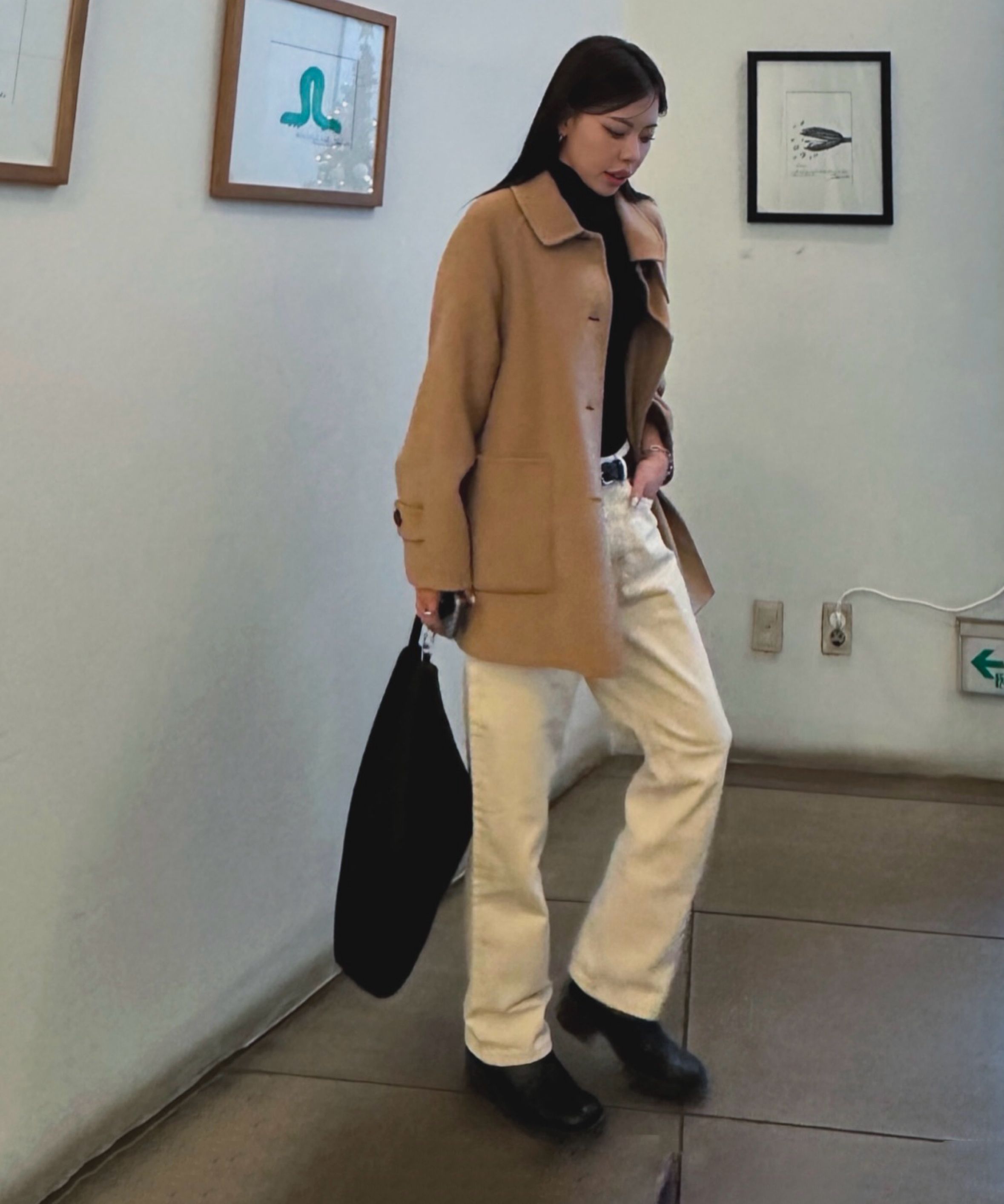 MUSINSA | ZERO STREET Handmade A-line Wool Half Coat / Black