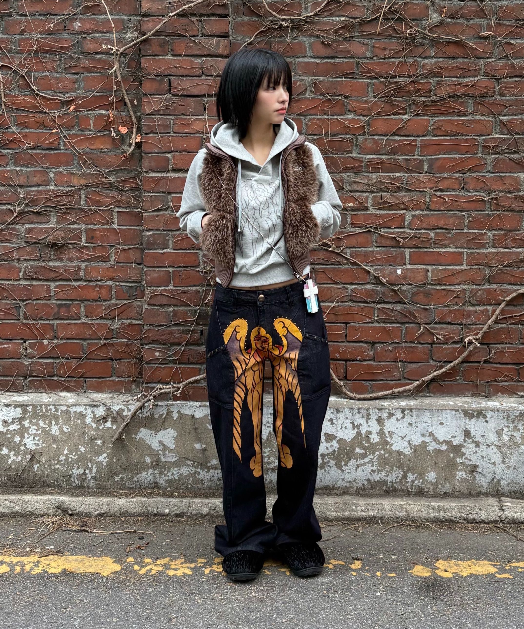 스컬프터(SCULPTOR) [Sculptor X Ed Hardy] Cracked Angel Denim Ivory