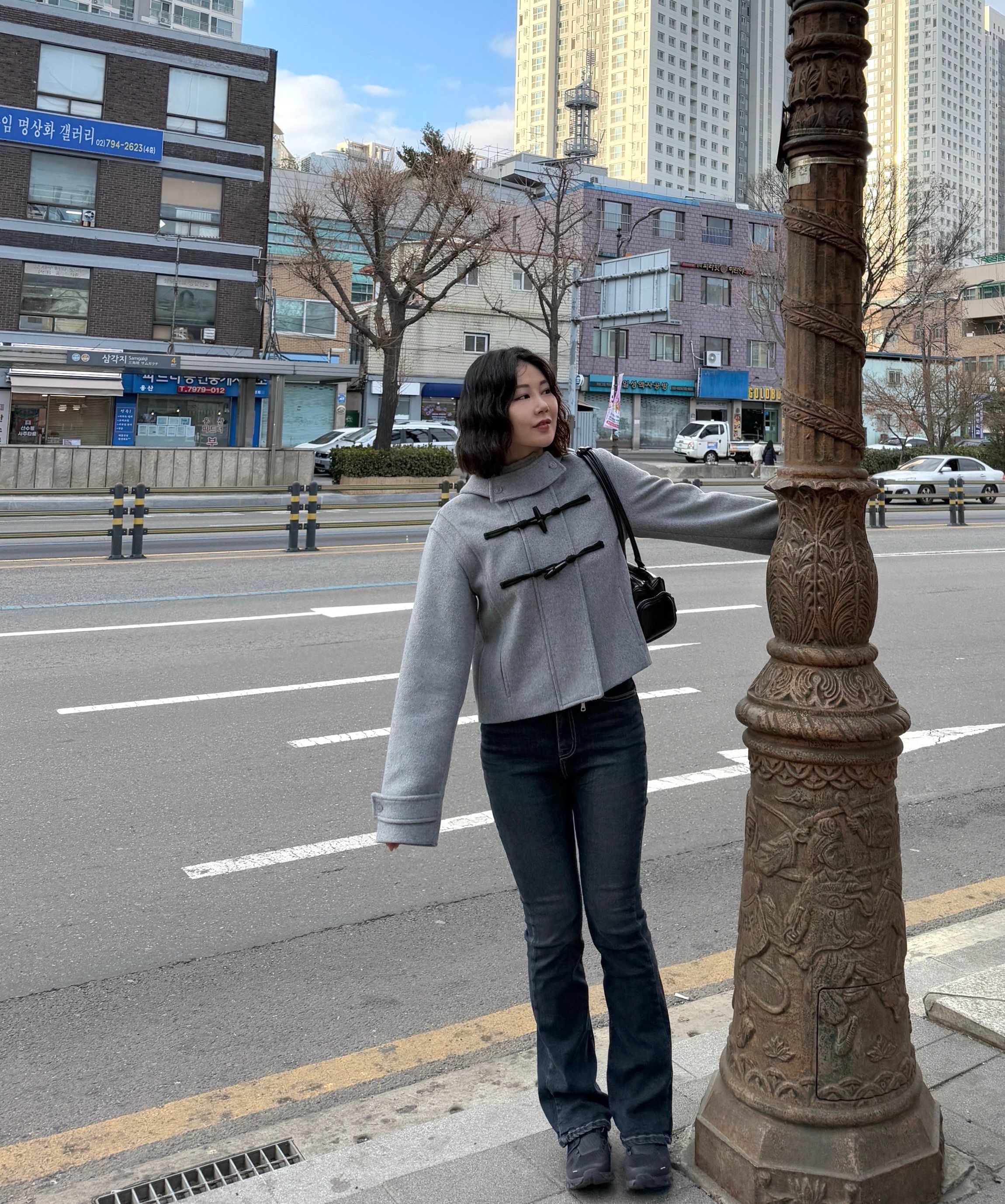 MUSINSA公式 | MISEKI SEOUL Duffle hoodie short coat CHARCOAL