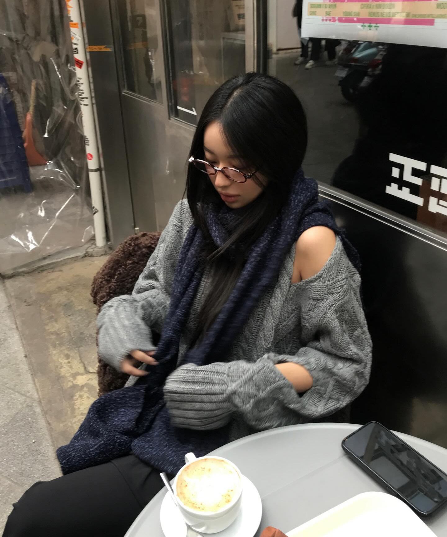 MUSINSA | PARTIMENTO WOMEN Hooded Pocket Knit Muffler_Melange