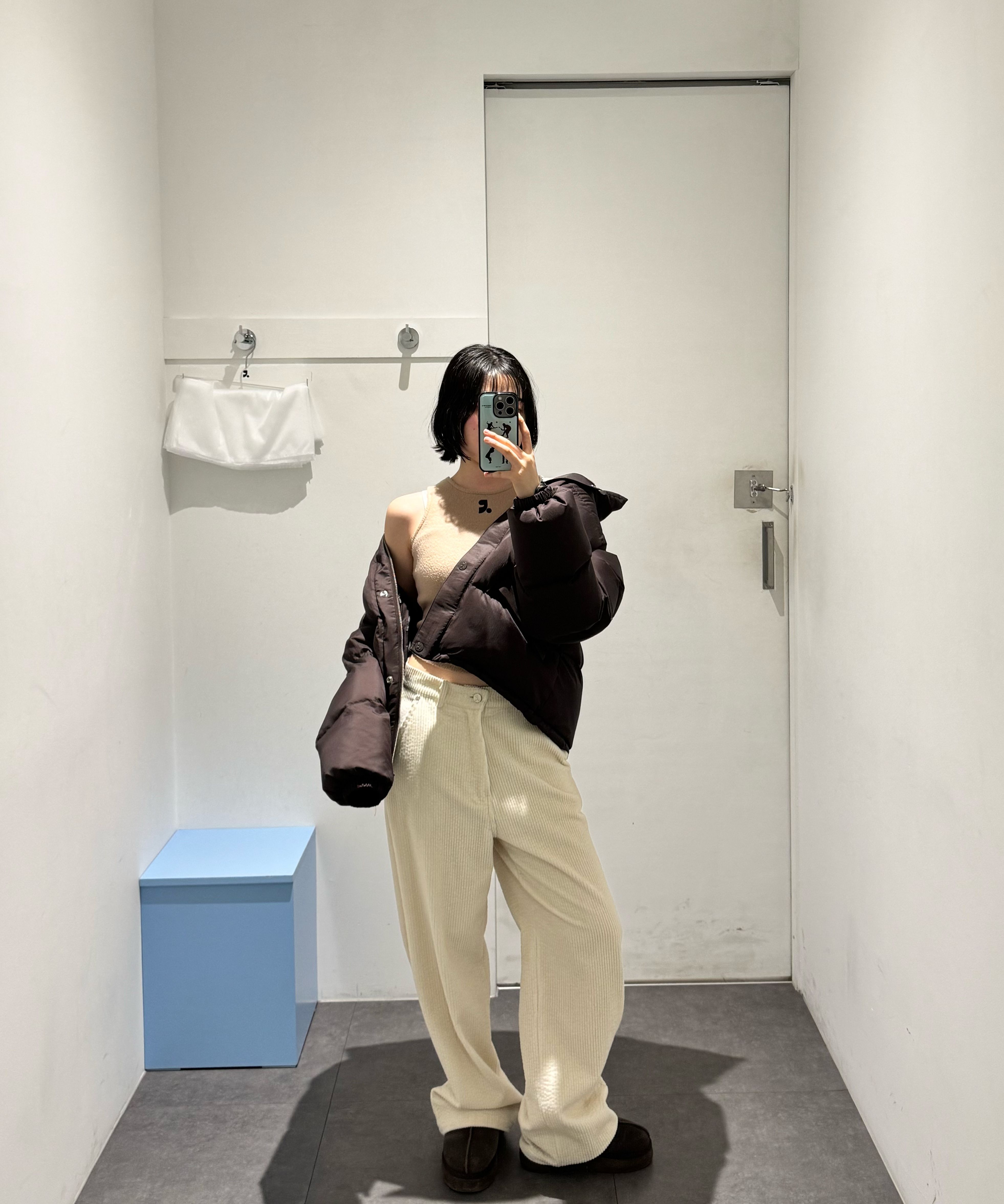 MUSINSA | REST&RECREATION LOGO CORDUROY PANTS - BLACK