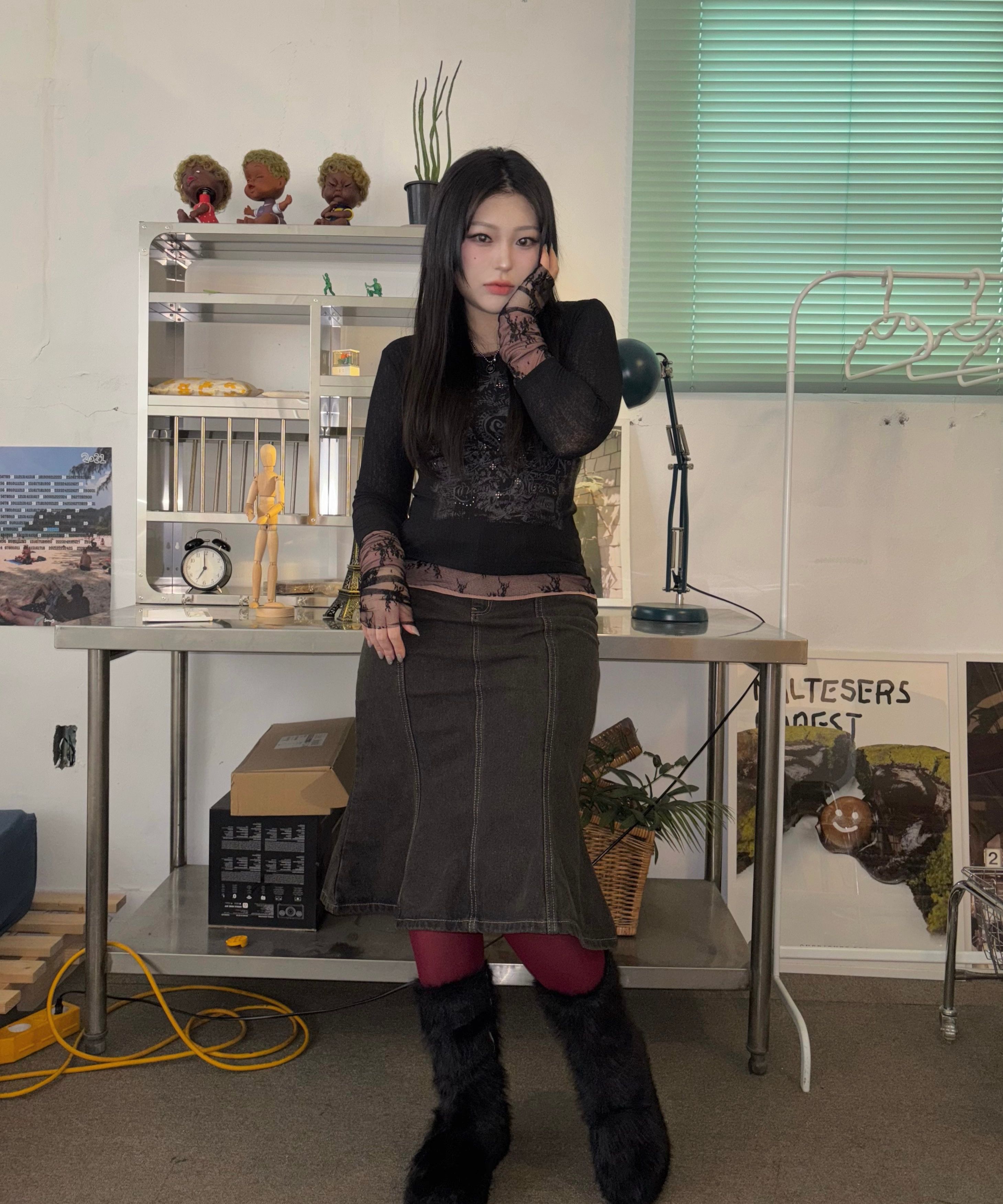 MUSINSA | SCULPTOR Triple Lace Layered Tee Black