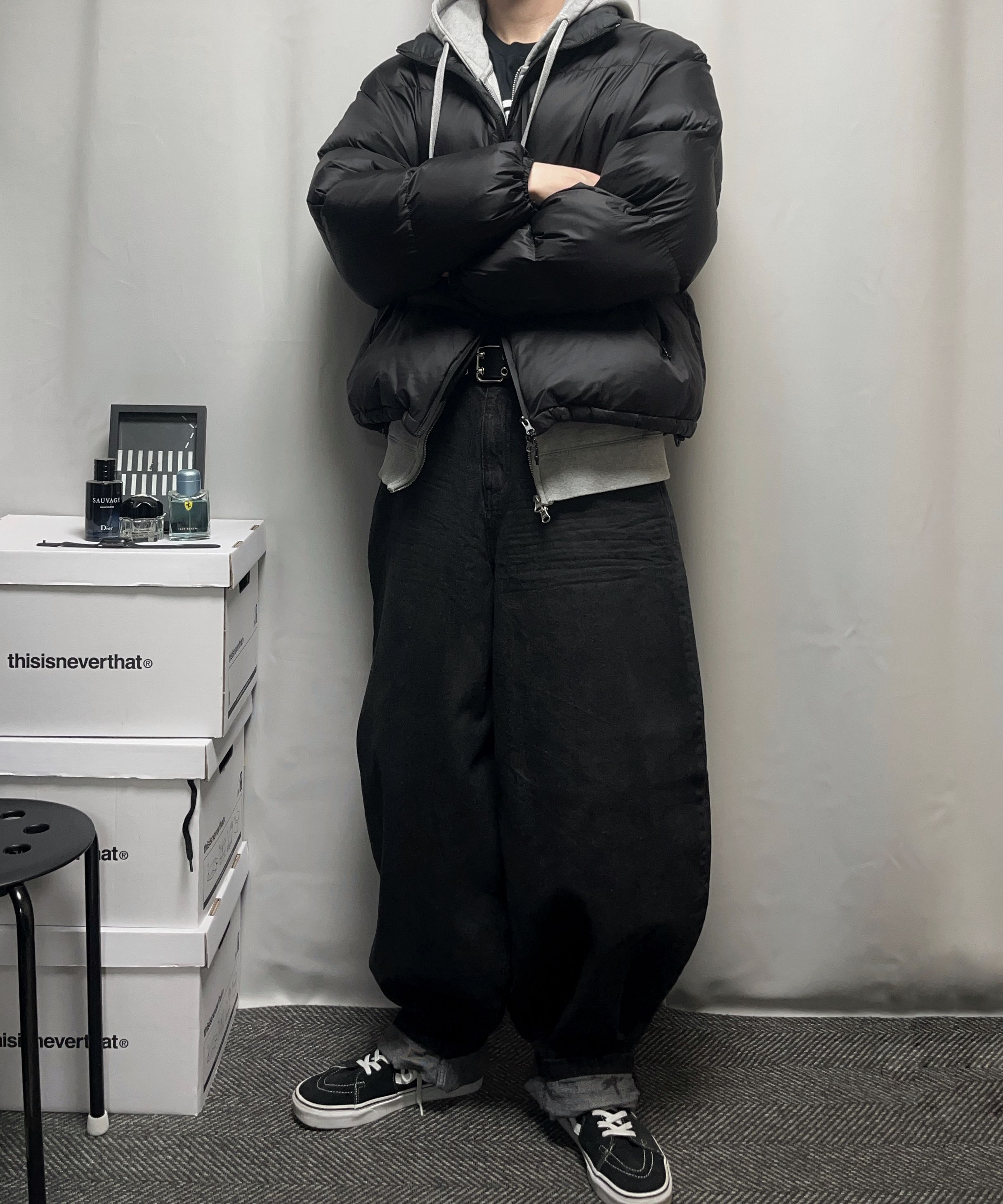 MUSINSA | MELANGE MASTER Standard Hooded Sweat Zip-Up - Black