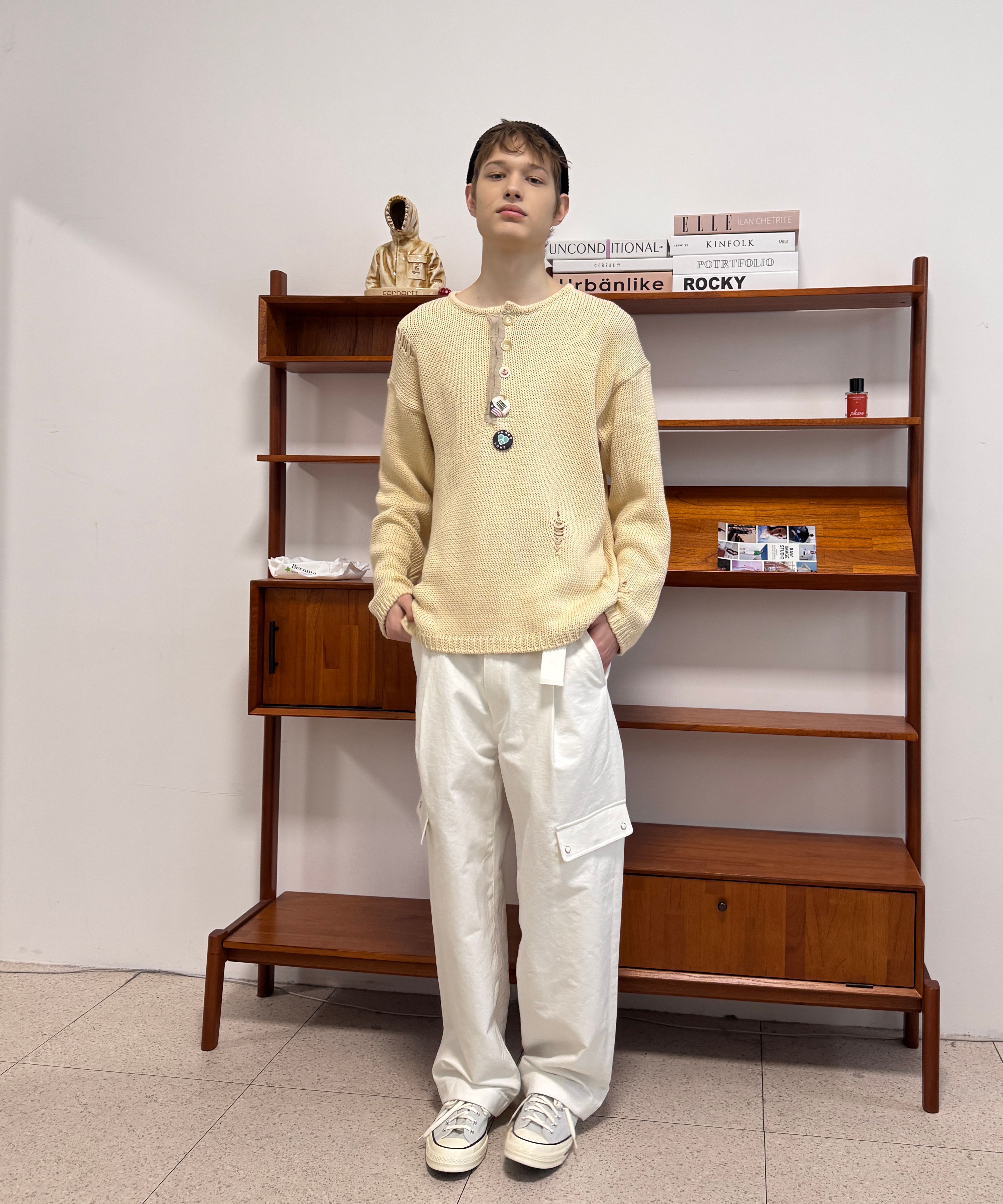BEYOND CLOSET♥cotton damaged detail henley knit MUSINSA | BEYOND CLOSET [COLLECTION LINE] Archive Heavy