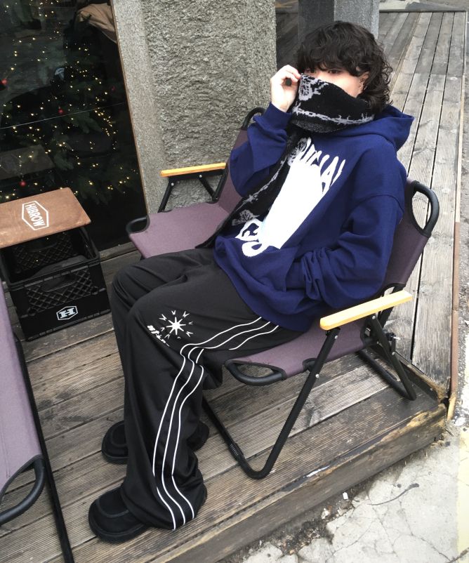 MUSINSA | XTONZ XP260 SHINE PIPING WIDE TRACK PANTS (BLACK)