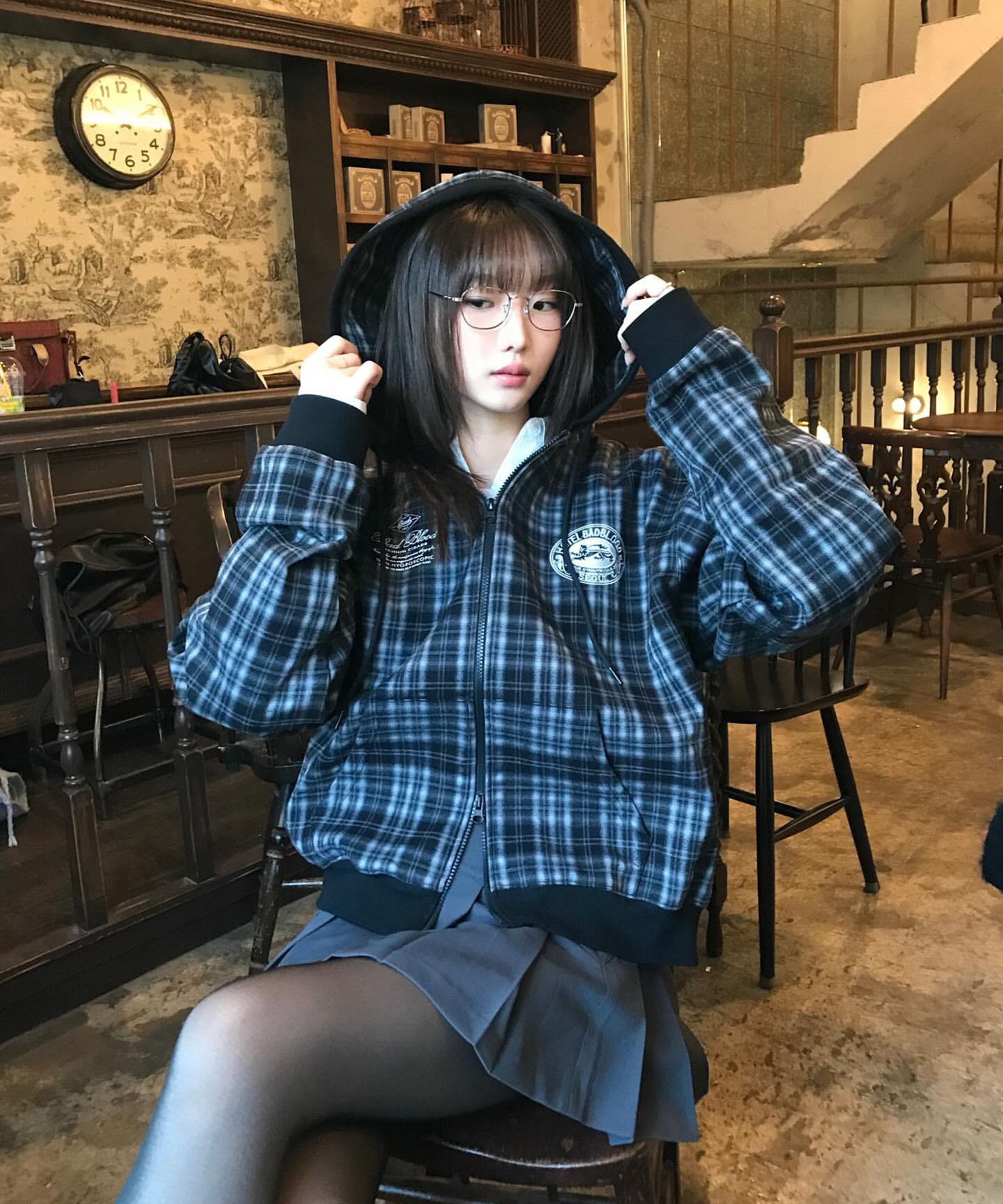 MUSINSA | BADBLOOD Classic Check Hooded Zip-Up - Green