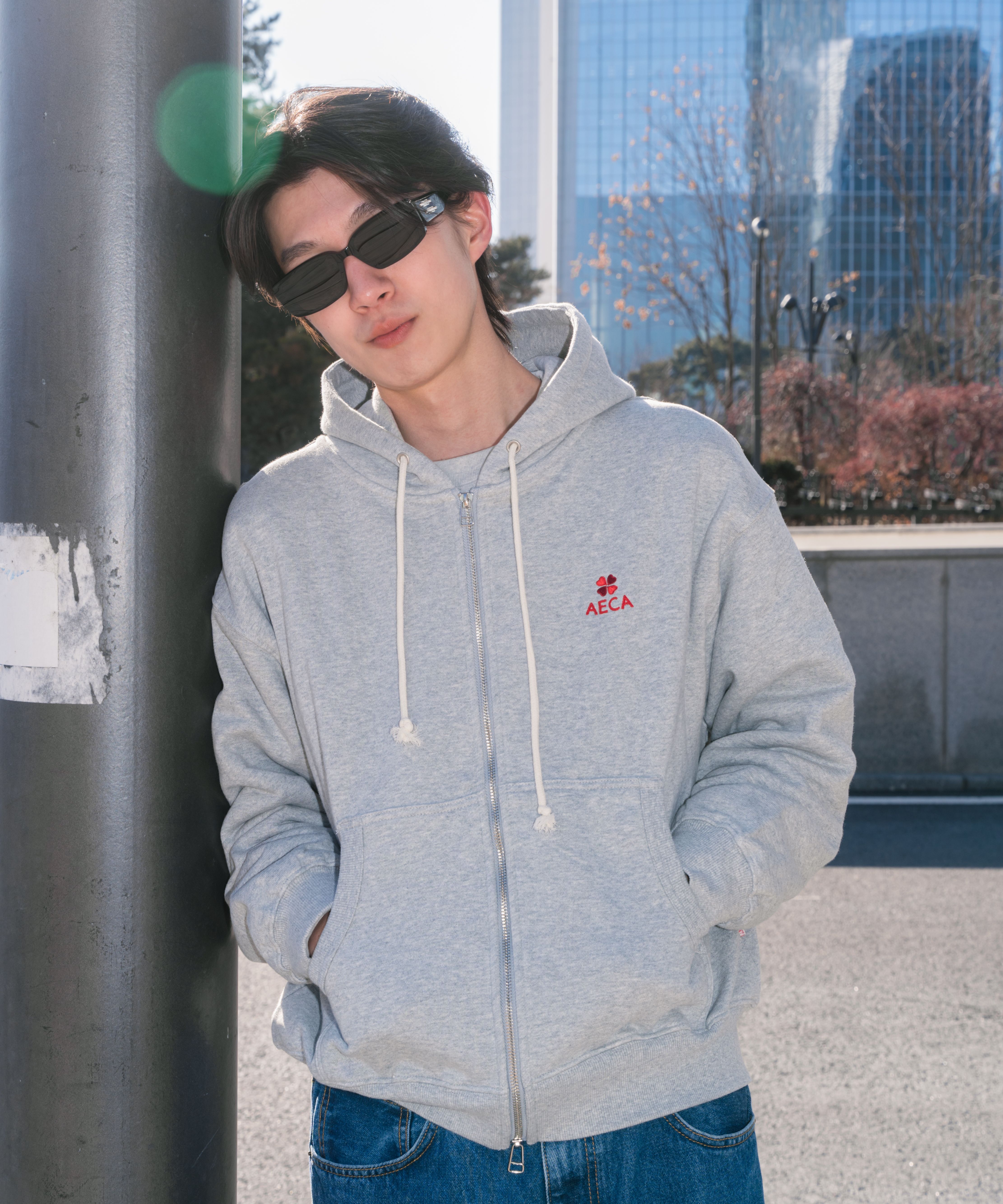 パーカー・フーディ AECA WHITE EVERYDAY AECA CLOVER ZIP UP HOODIEWASHED CHARCOAL MUSINSA | AECA WHITE EVERYDAY AECA CLOVER ZIP UP HOODIE