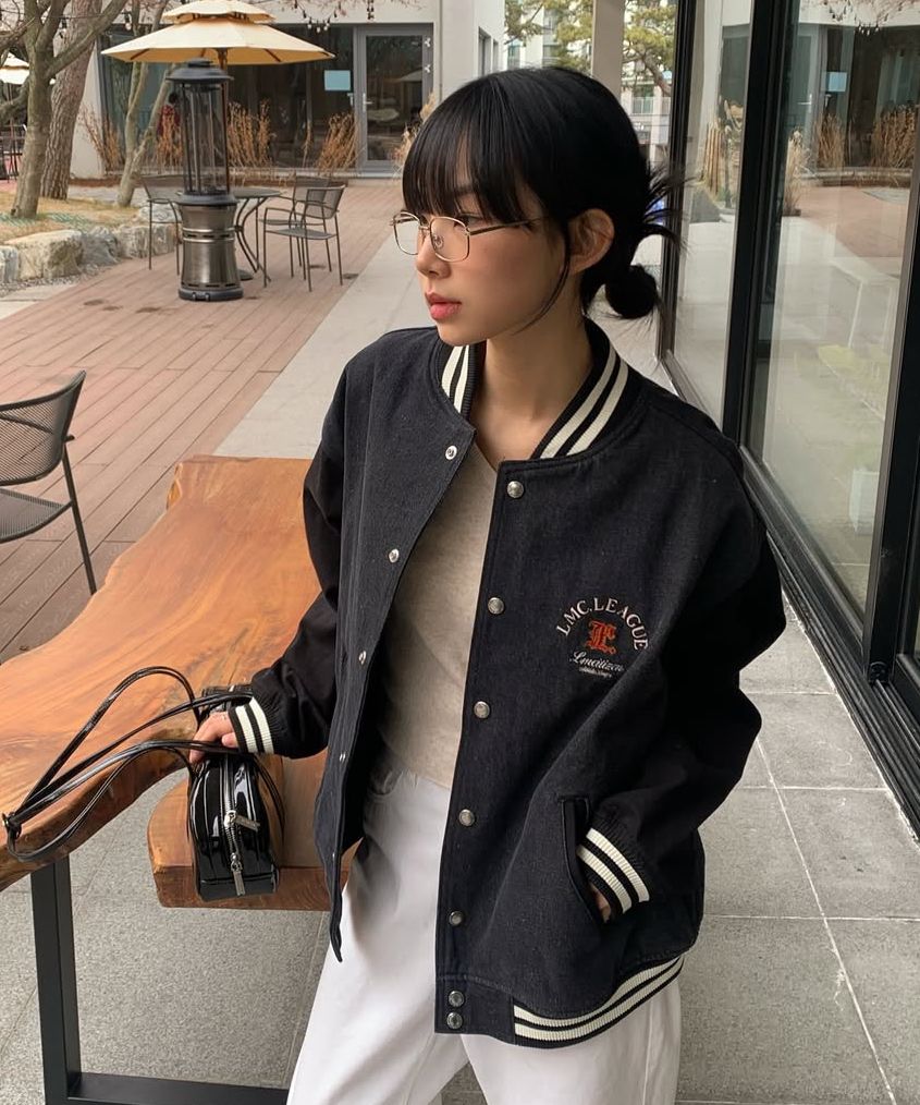 MUSINSA | LMC DENIM VARSITY JACKET black