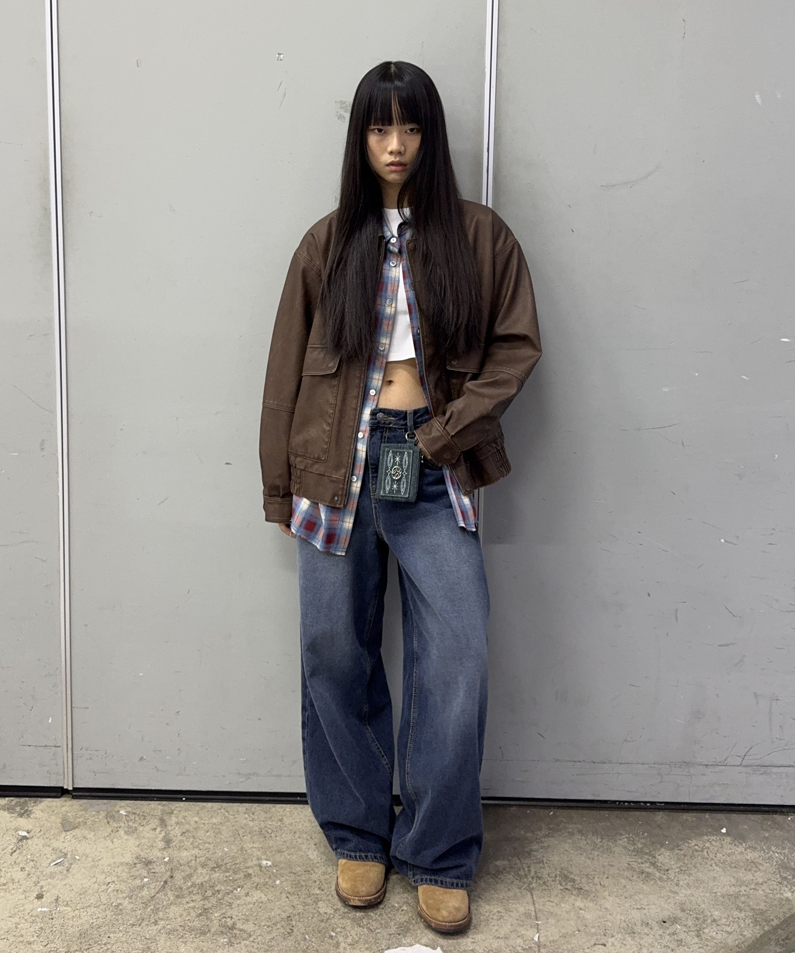 【mahagrid】24FW★ WASHED FAUX LEATHER BLOUSON WASHED FAUX LEATHER BLOUSON - mahagrid | 60% - Asian Fashion