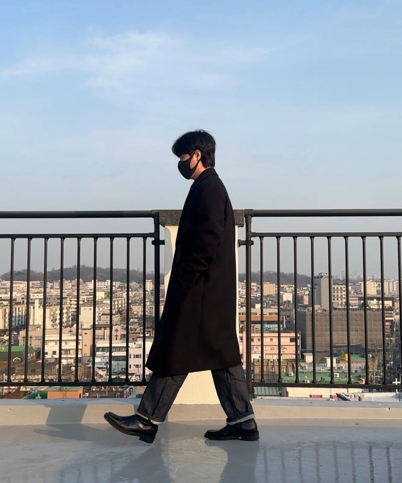 MUSINSA | COOR MTR Overfit Double Long Coat (Black)