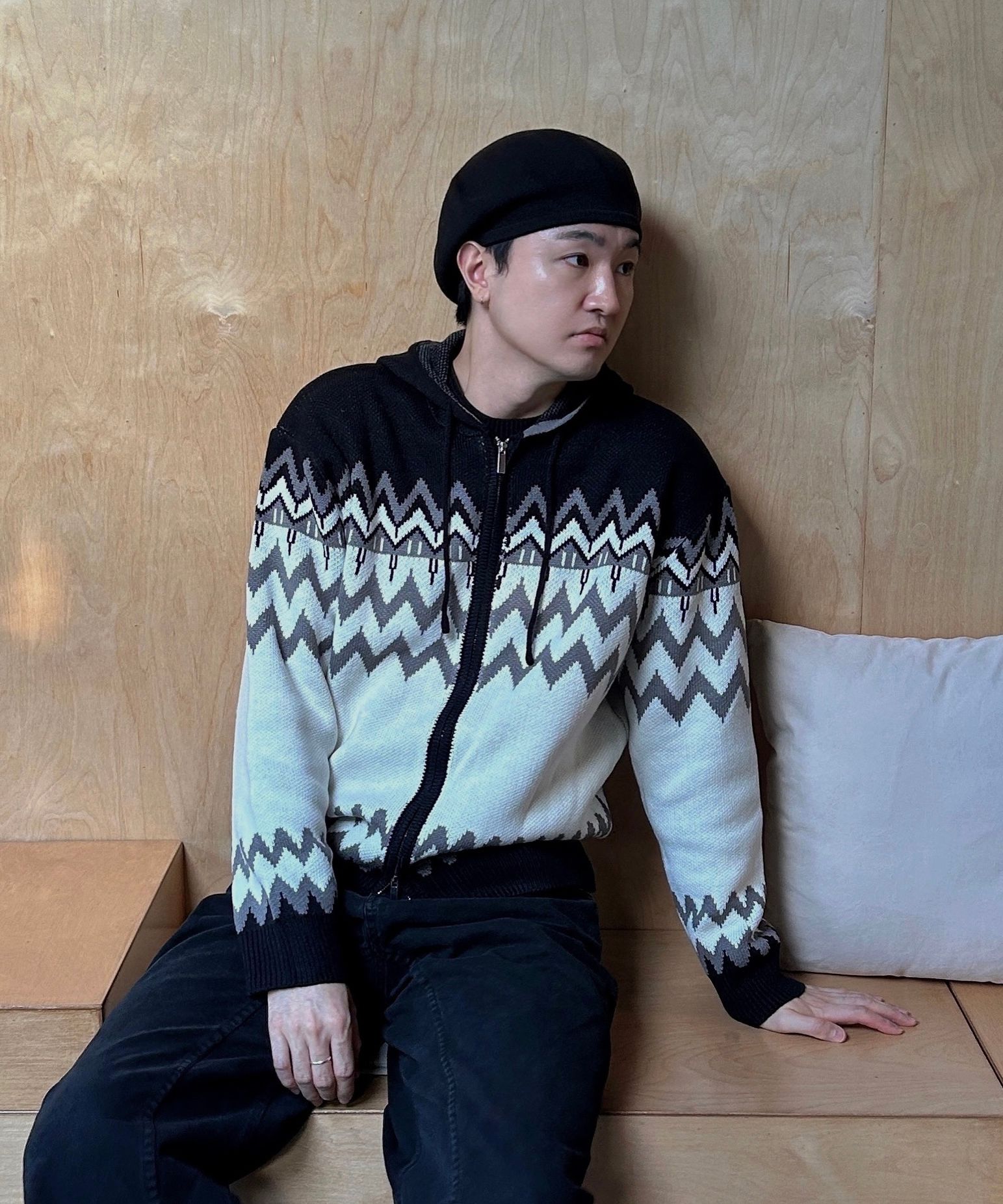MUSINSA公式 | TRILLION Washable Nordic Jacquard 2WAY Hooded