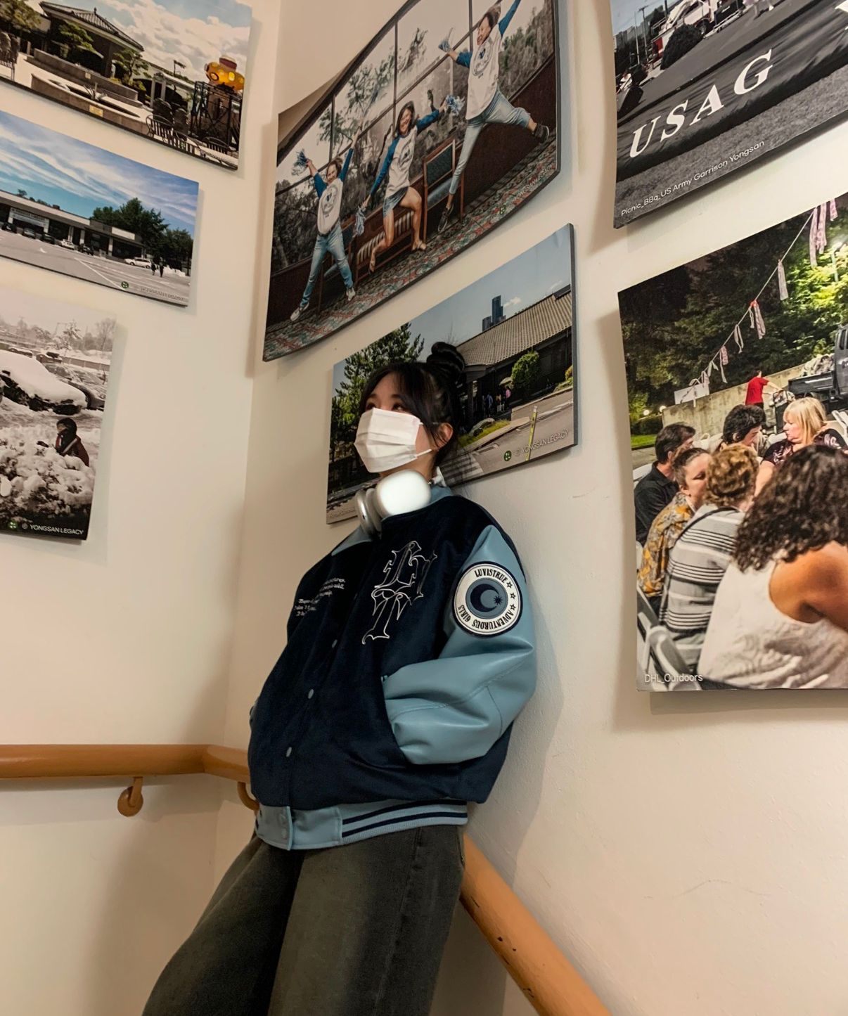 【美品】韓ドル着用 MZ LVT VARSITY JACKETチャコール 秋冬 MZ LVT VARSITY JACKET_CHARCOAL ○LUV IS TRUE○MZ LVT VARCITY