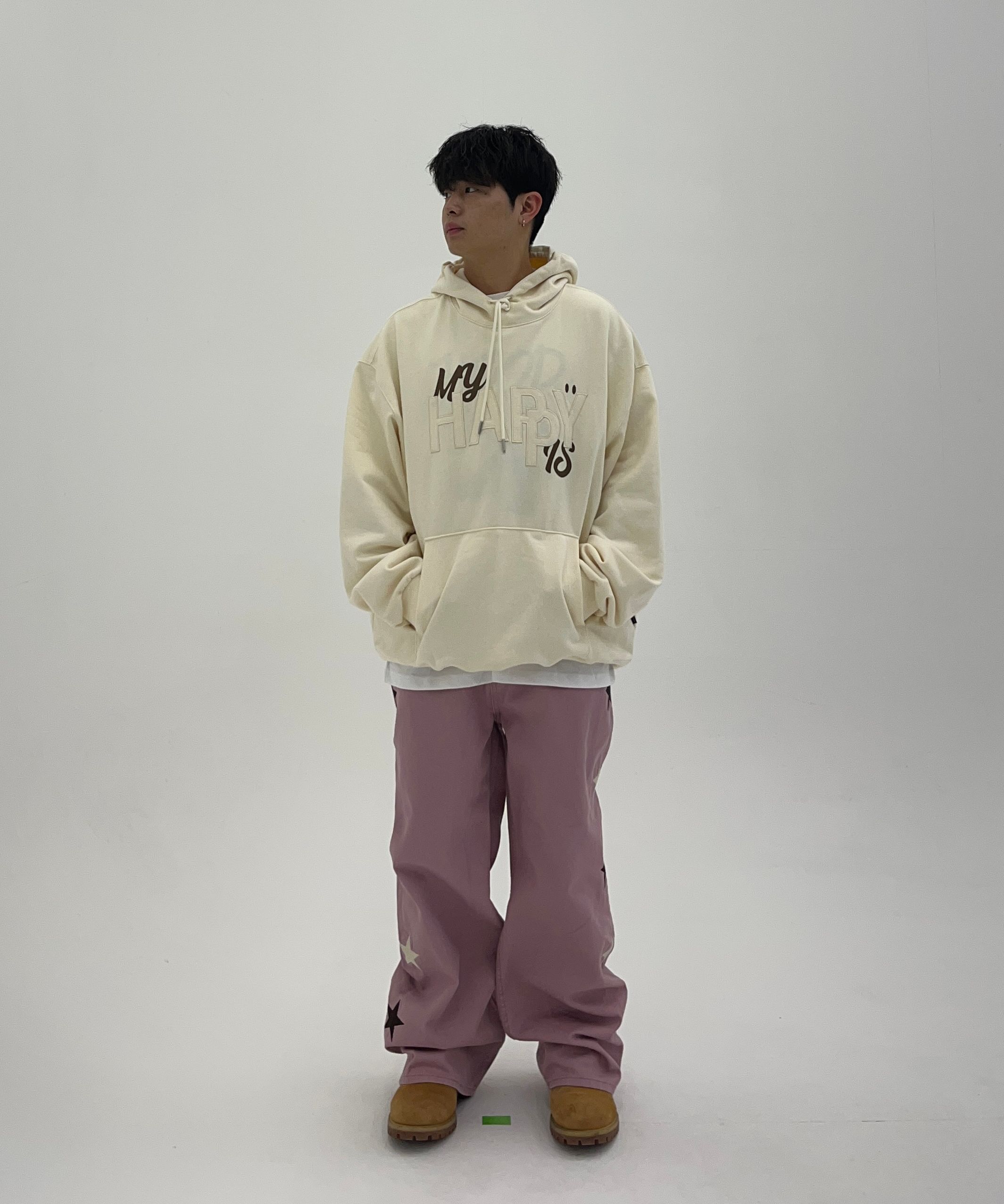 ★Wai Kei★ MY HAPPY IS Hoodie Gray YKBE01TS05-3 MUSINSA | WAI KEI MY HAPPY IS Hoodie Gray