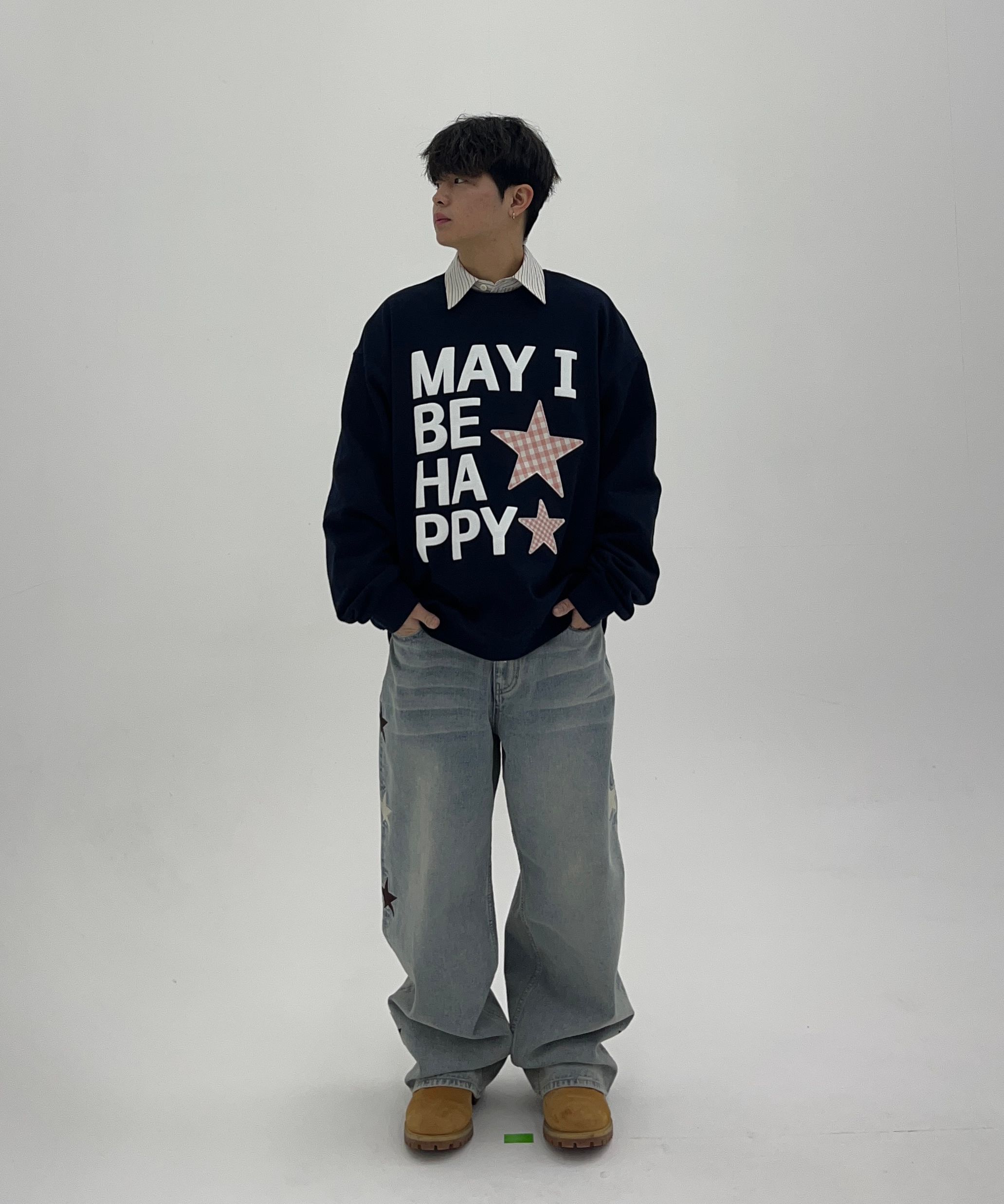 ★Wai Kei★ Star Denim Pants Yellow Washed Light Blue YKBE01 MUSINSA | WAI KEI Star Applique Denim Pants Yellow Washed