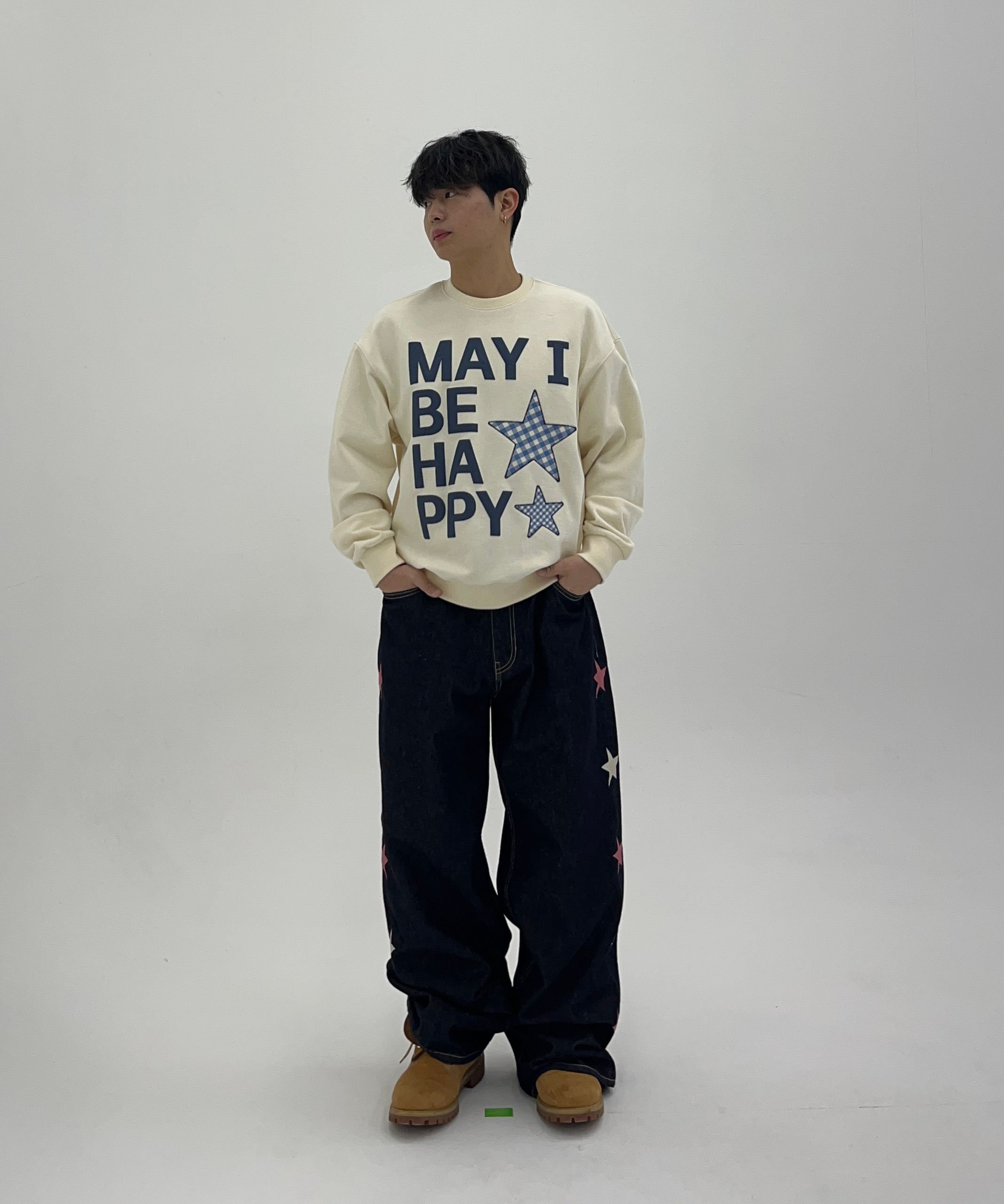 MUSINSA | WAI KEI Star Denim Pants Yellow Washed Light Blue