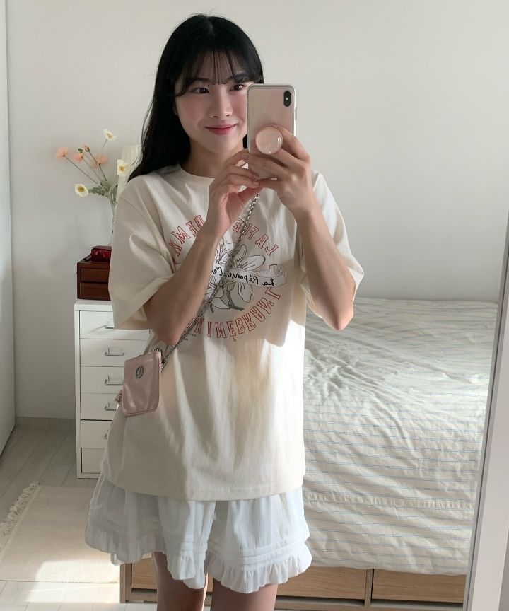 パクボヨン着用[NON LOCAL]Lily Hand Drawing T-shirt (2 COLOR) MUSINSA | NONLOCAL [NONLOCAL X EveryBlankSpace] Lily Hand