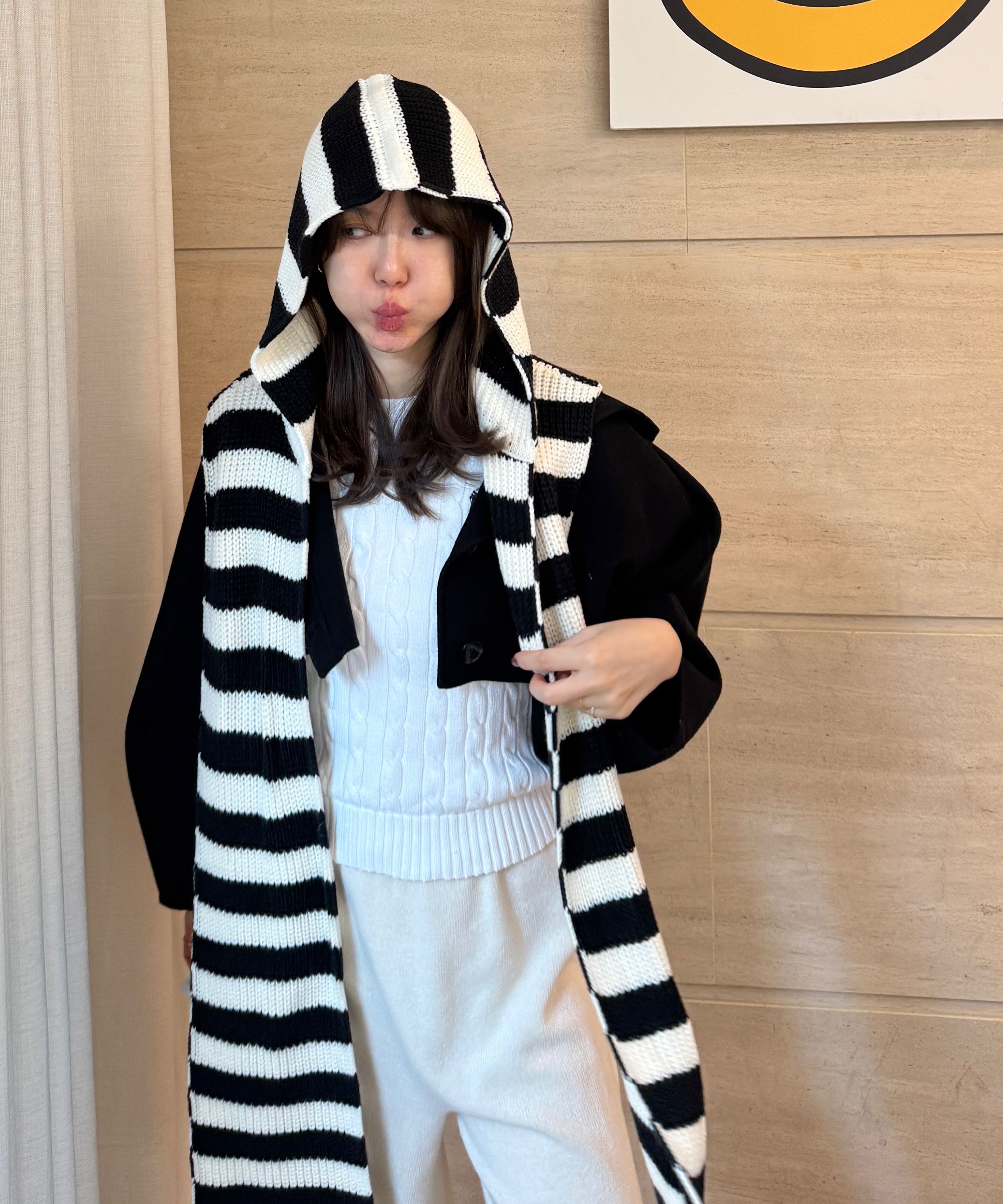 ●TATIANA● Knit Hoodie Shawl Muffler MF8116 3 Colors 500650 MUSINSA | TATIANA Knit Hoodie Shawl Muffler MF8116 Stripe