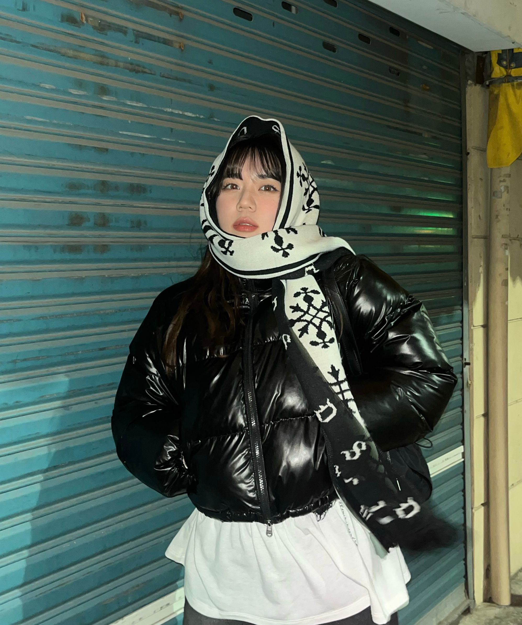 MUSINSA | BITTERCELLS Sparkling Cropped Puffer Jacket - Black