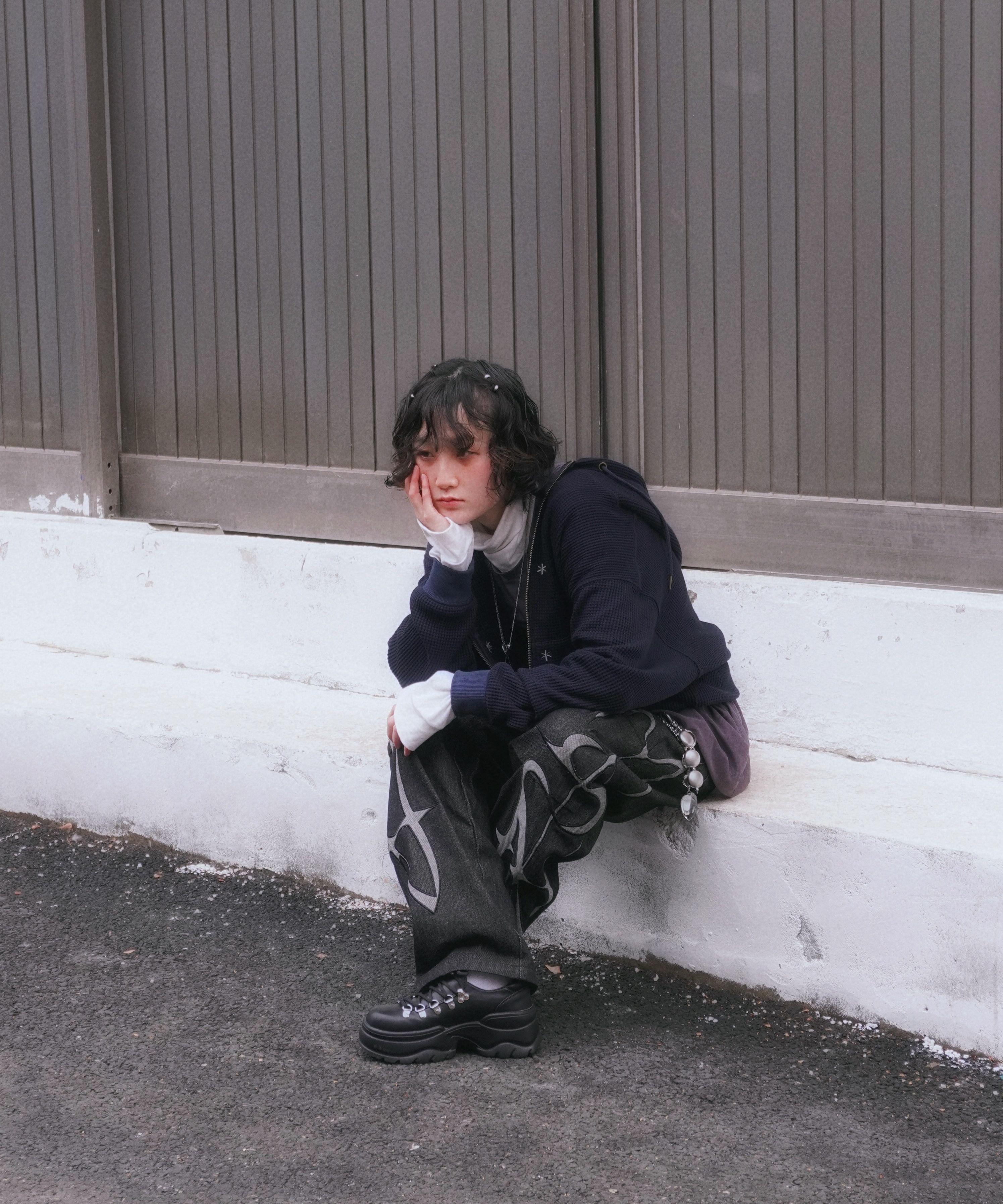 THE COLDEST MOMENT ♥ TCM  waffle hooded zip-up TCM snow waffle hooded zip-up (navy) - Thecoldestmoment(더콜