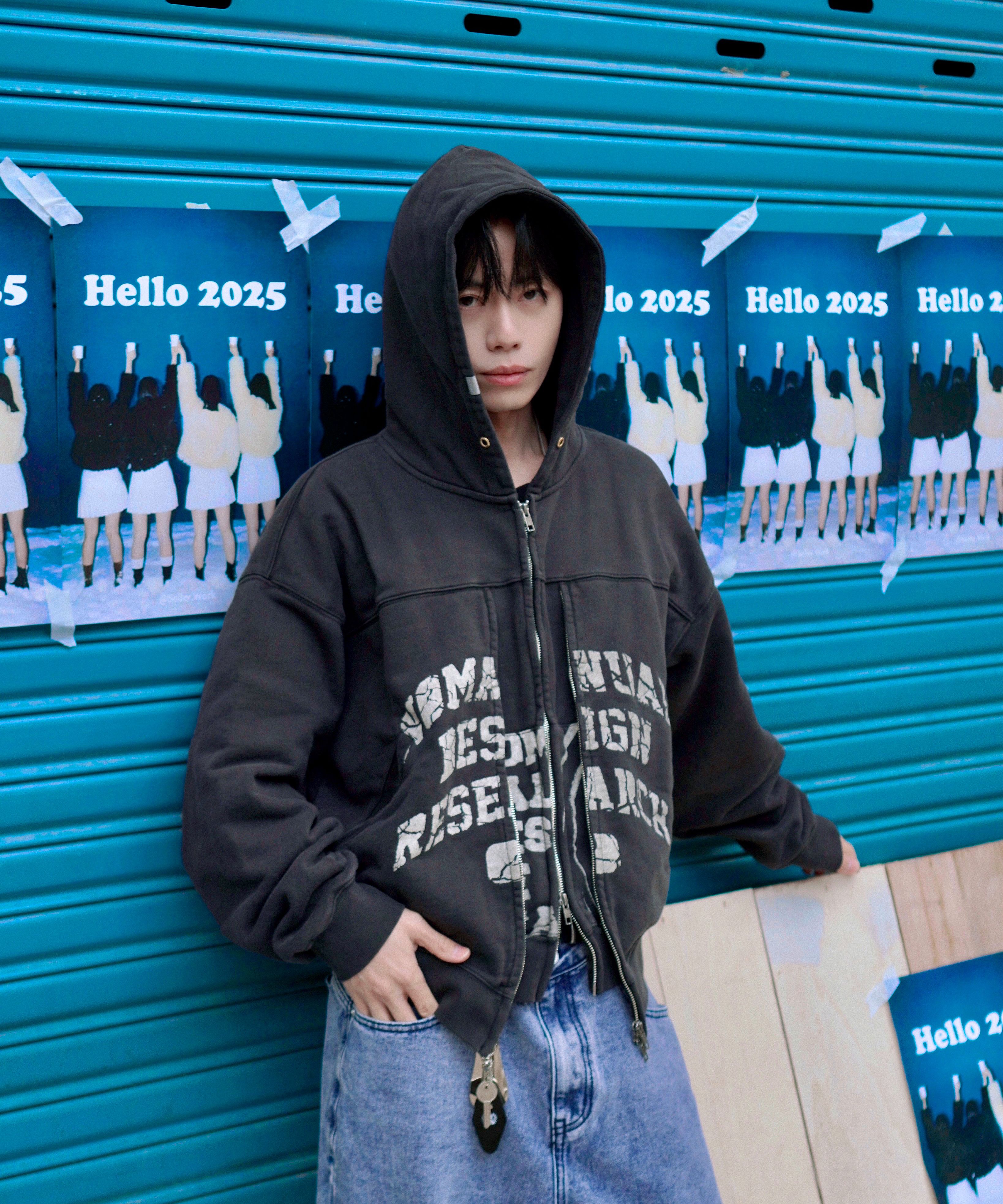 MUSINSA | NOMANUAL OVERDYED DFL HOODED ZIP-UP - DEEP KHAKI