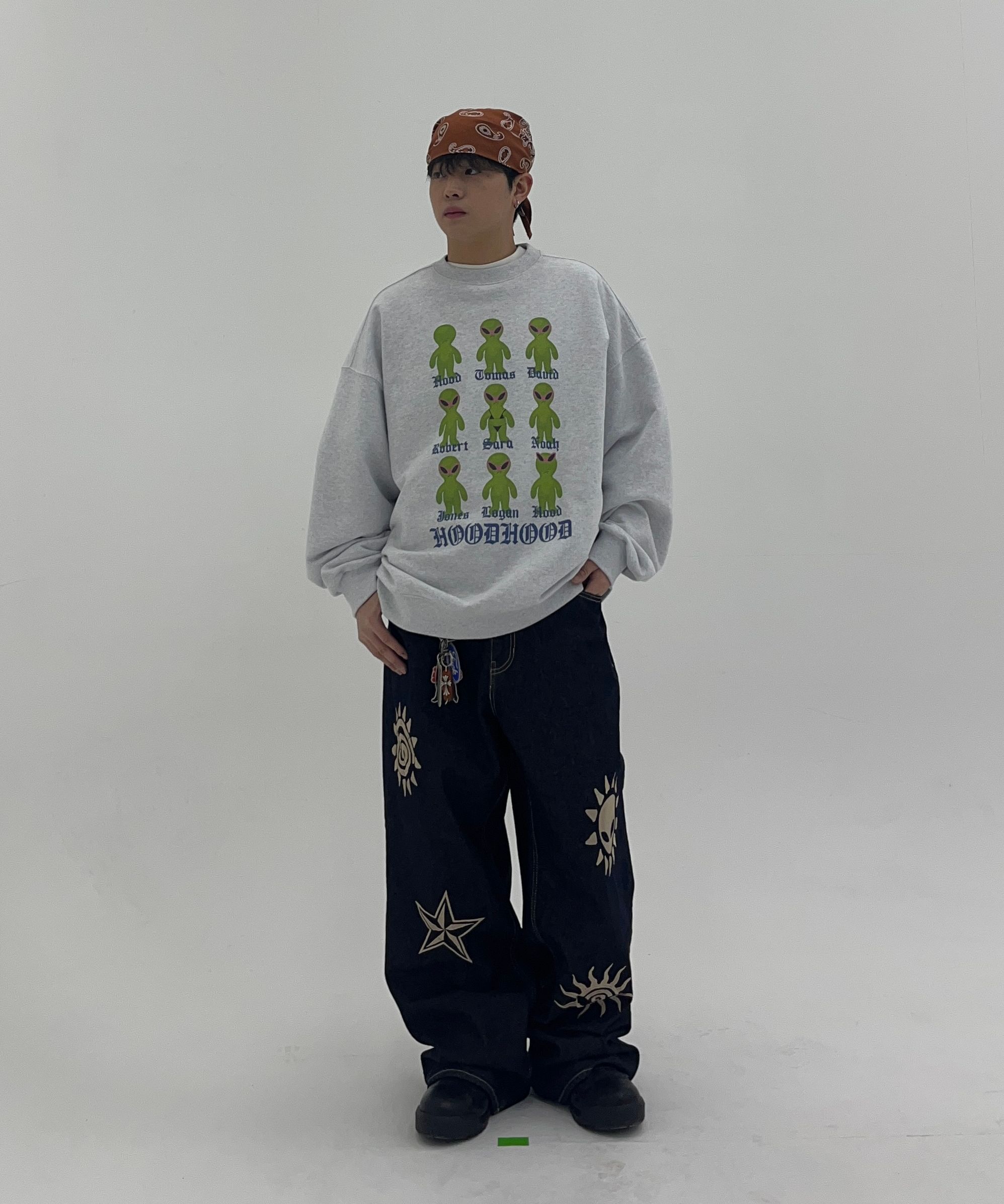 ●HOODHOOD● Western Alien Embroidered Denim Pants Light Blu MUSINSA | HOODHOOD Western Alien Embroidered Denim Pants