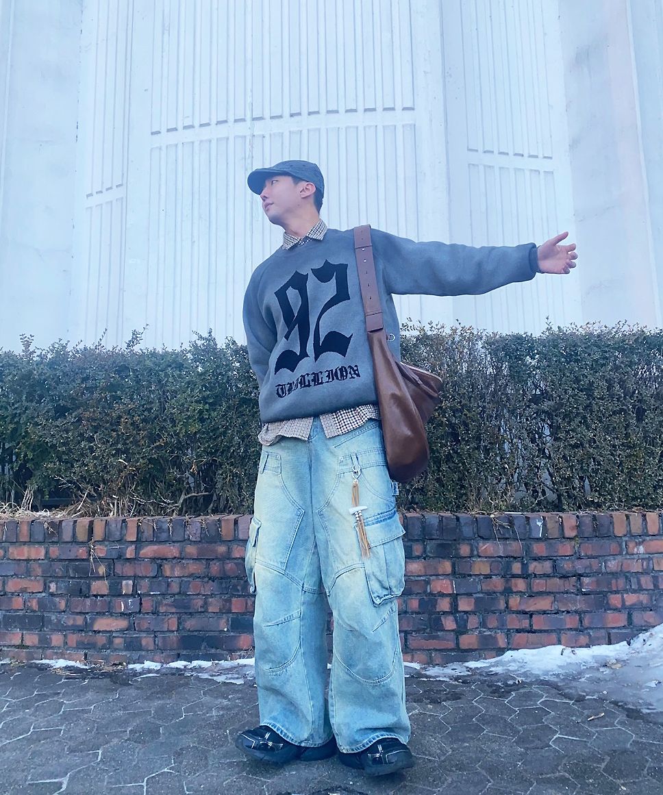 ★TRILLION★ Carpenter Destroyed Washed Denim Pants DEEP BLU DMF244632.BigFellaDenimPant.