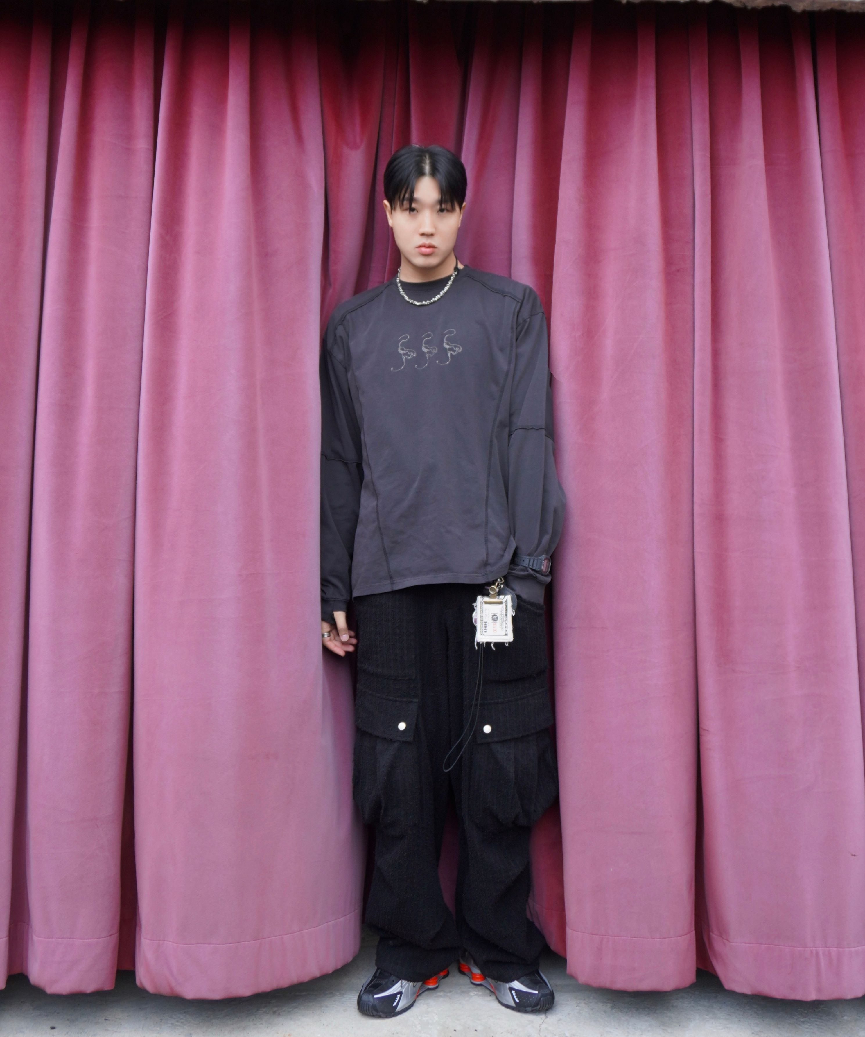 送料/関税込 ●NOMANUAL● 25SS SLASH LONG SLEEVE TEE SLASH LONG SLEEVE TEE - WASHED BLACK - nomanual