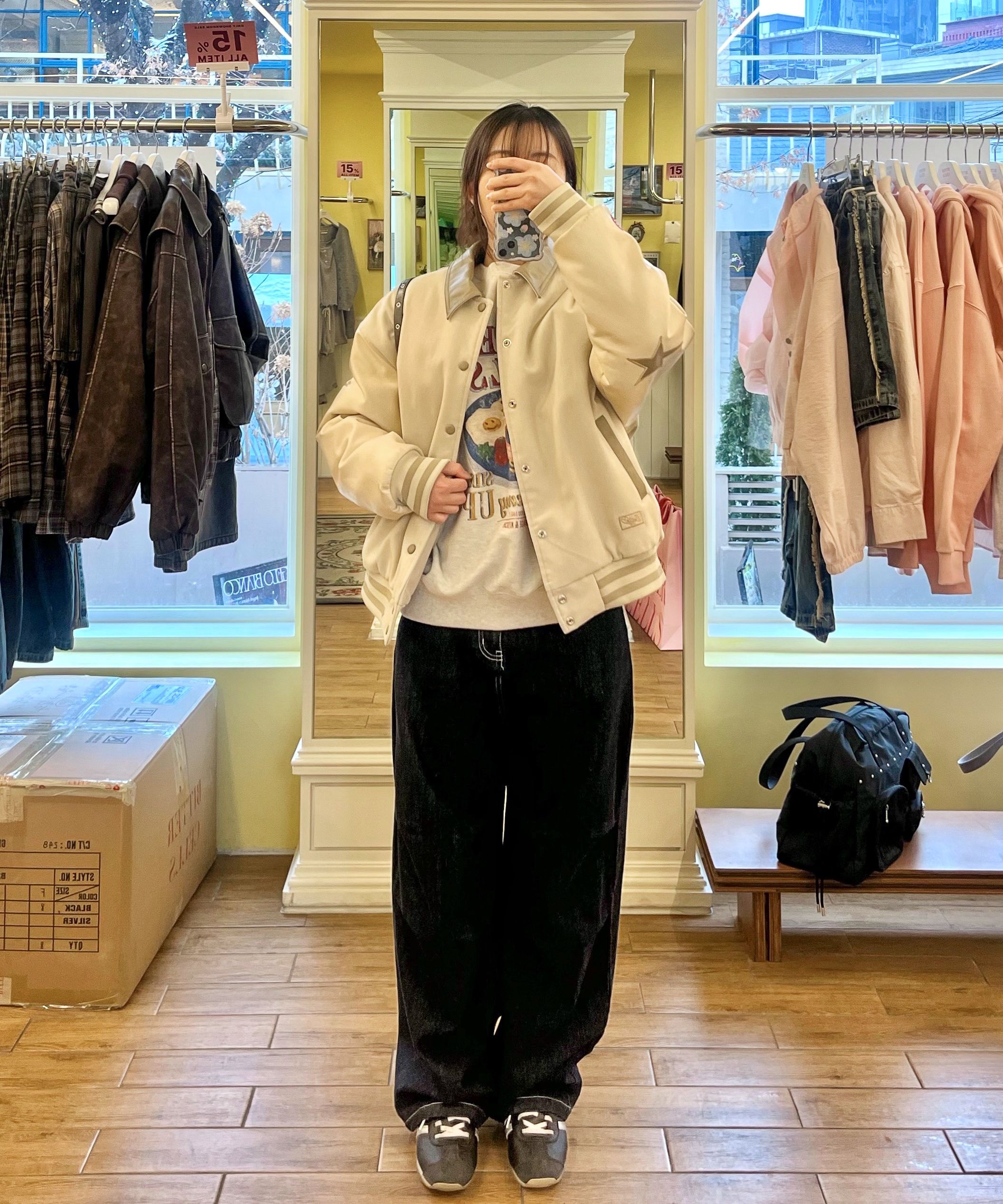 MUSINSA公式 | BITTERCELLS Sporty Varsity Jacket - Beige