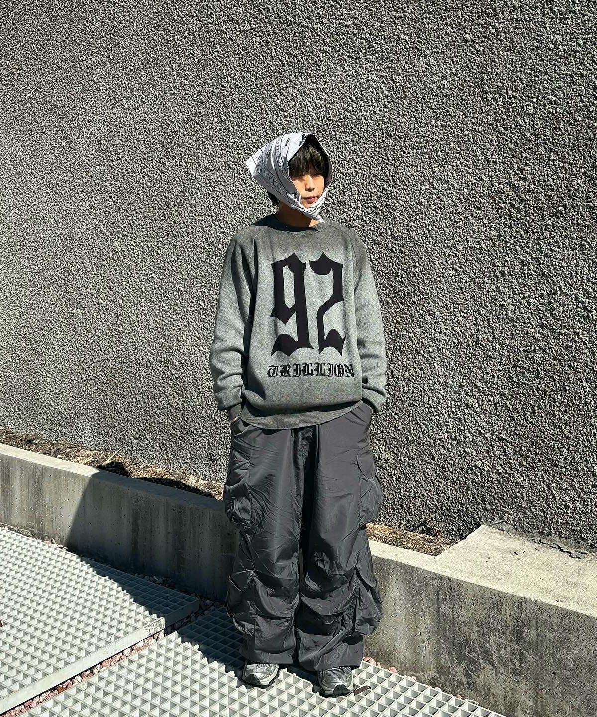 ★TRILLION★2025SS★Gothic Graphic Washing Knitwear★3色 MUSINSA | TRILLION Gothic Graphic Washed Jacquard Knit [Black]