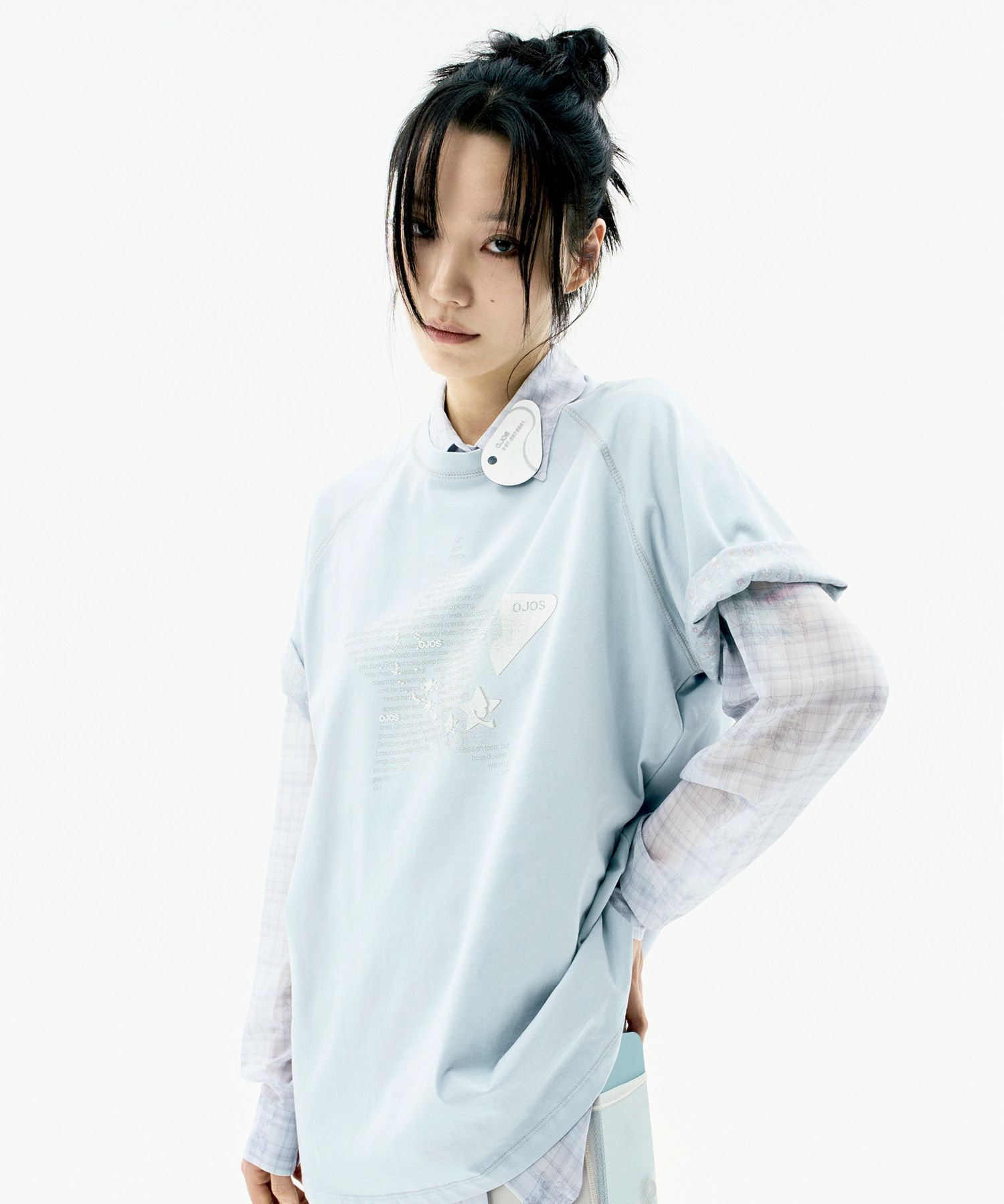 【OJOS】25SS★ Double Sleeves Raglan T-shirt 오호스 더블 슬리브 래글런 티셔츠 스톤 블루 | OJOS | KREAM