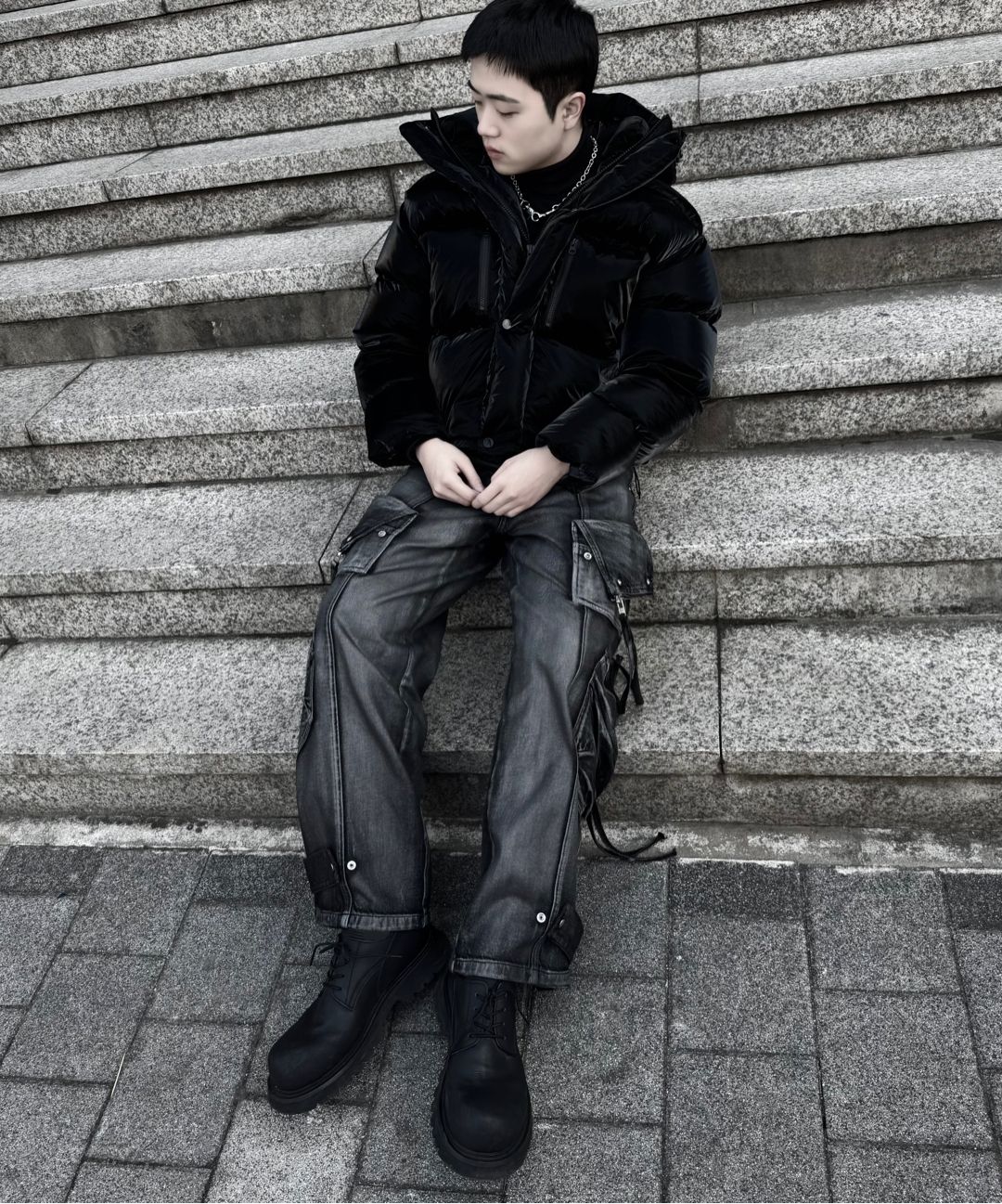 MUSINSA | DNSR Two Face Multi Cargo Pants Black